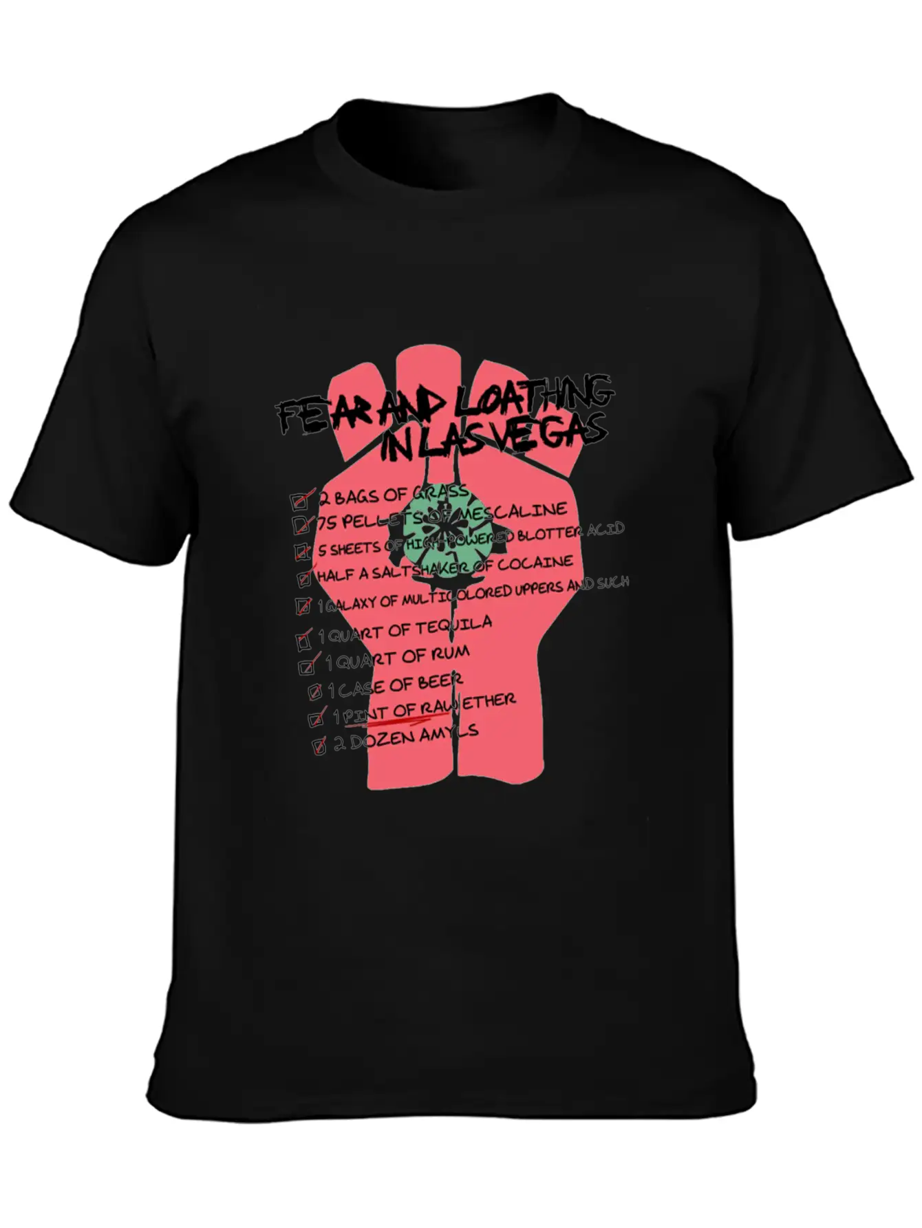 Fear And Loathing In Las Vegas Checklist Comfortable Minimalist Graphic Tee – Summer Style Essential