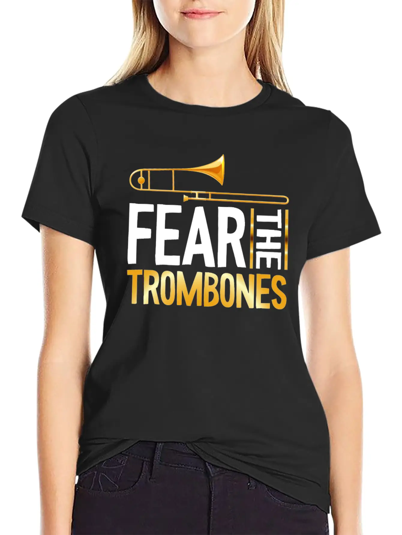 Fear The Trombones Trompete Trumpet Music Band Basic Graphic T-Shirt – Daily Comfort In Soft Cotton