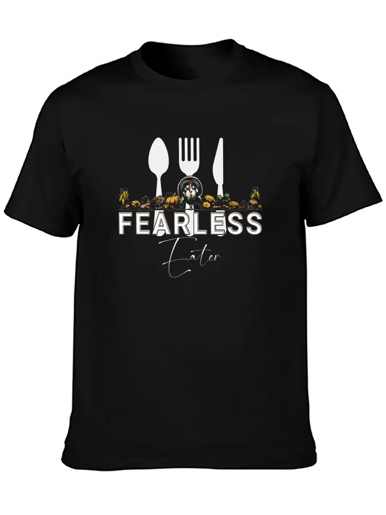 Fearless Eater Thanksgiving Parody Design Stylish Everyday T-Shirt – Unisex Basic Cotton Tee