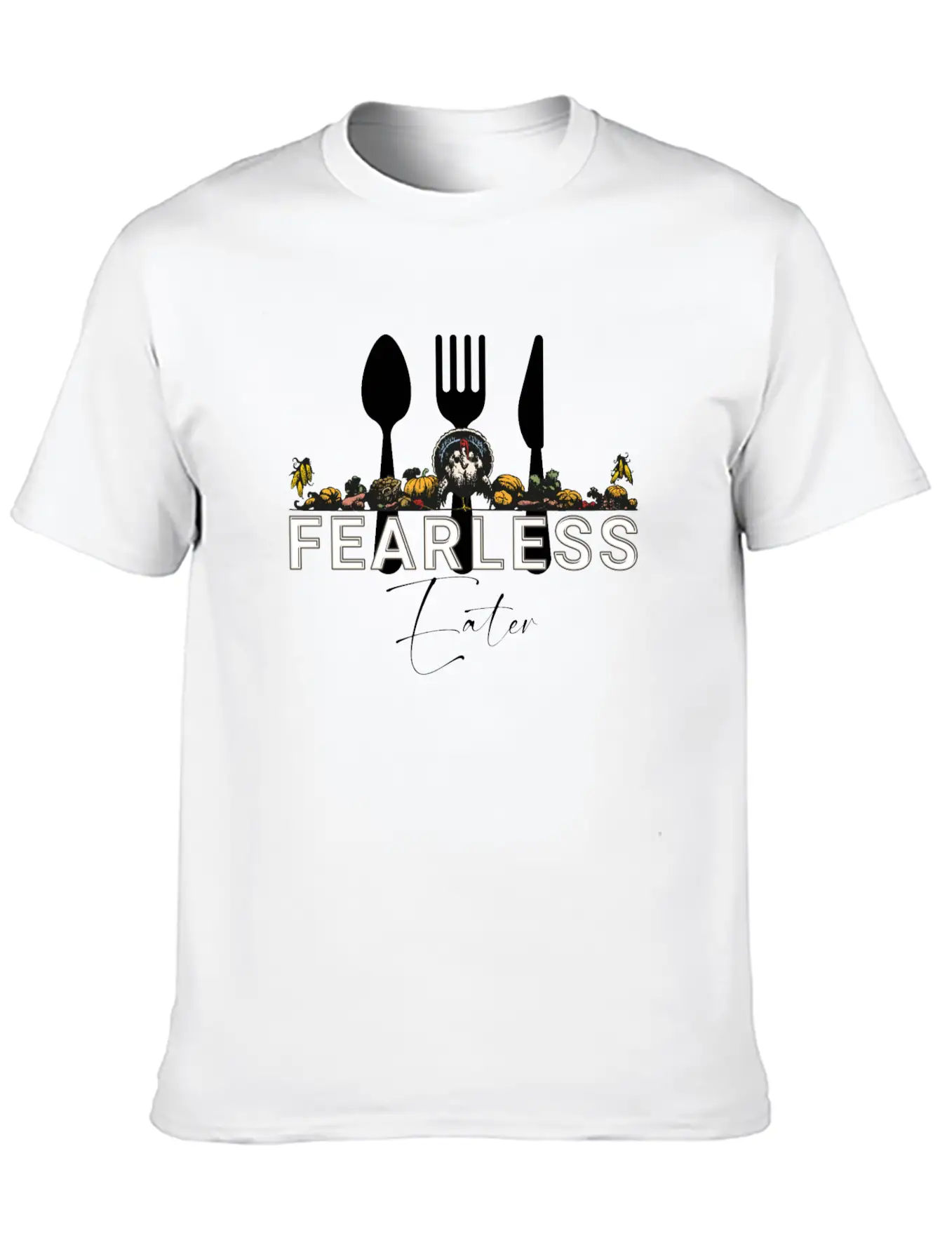 Fearless Eater Thanksgiving Parody Design Stylish Everyday T-Shirt – Unisex Basic Cotton Tee