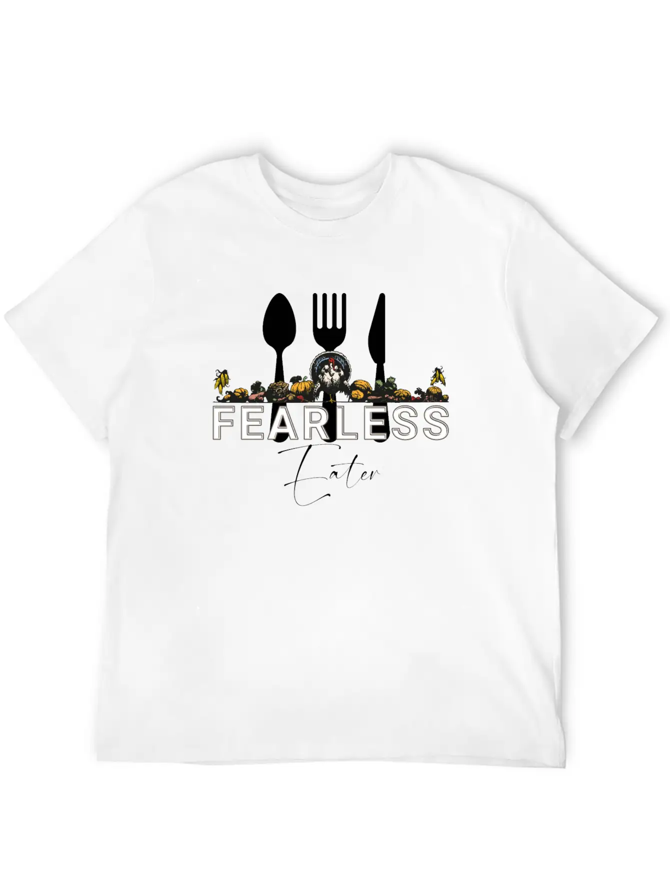 Fearless Eater Thanksgiving Parody Design Stylish Everyday T-Shirt – Unisex Basic Cotton Tee