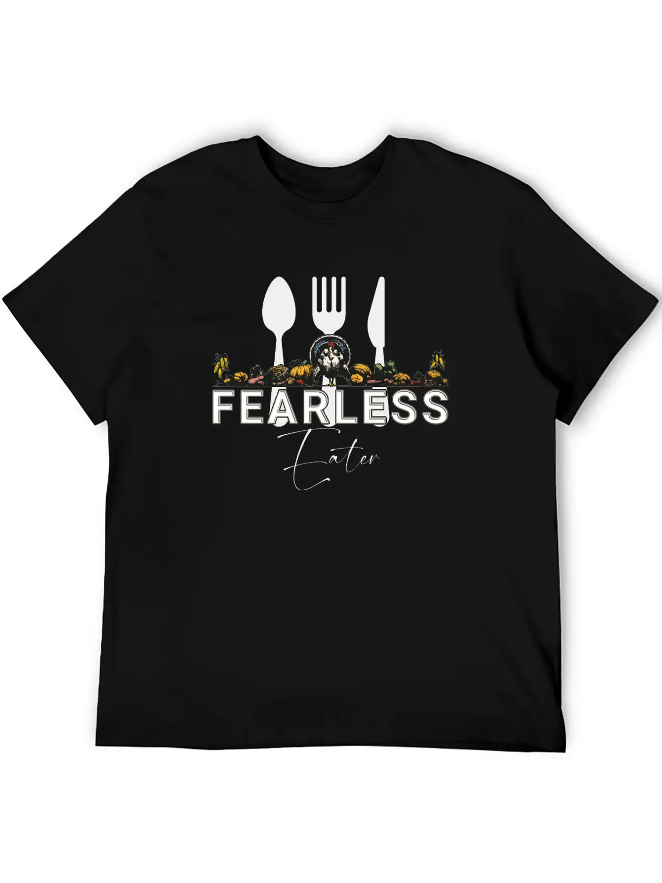 Fearless Eater Thanksgiving Parody Design Stylish Everyday T-Shirt – Unisex Basic Cotton Tee