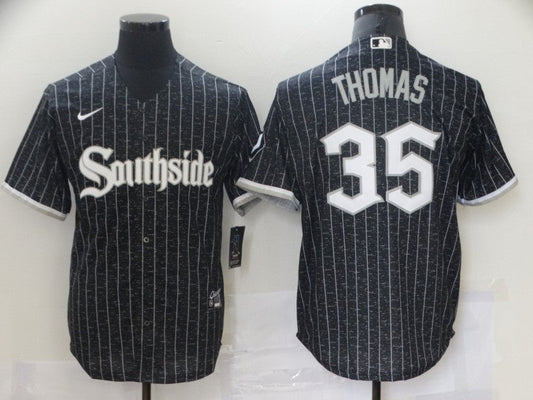 Men's Chicago White Sox Frank Thomas #35 Black Stitched Jerseys