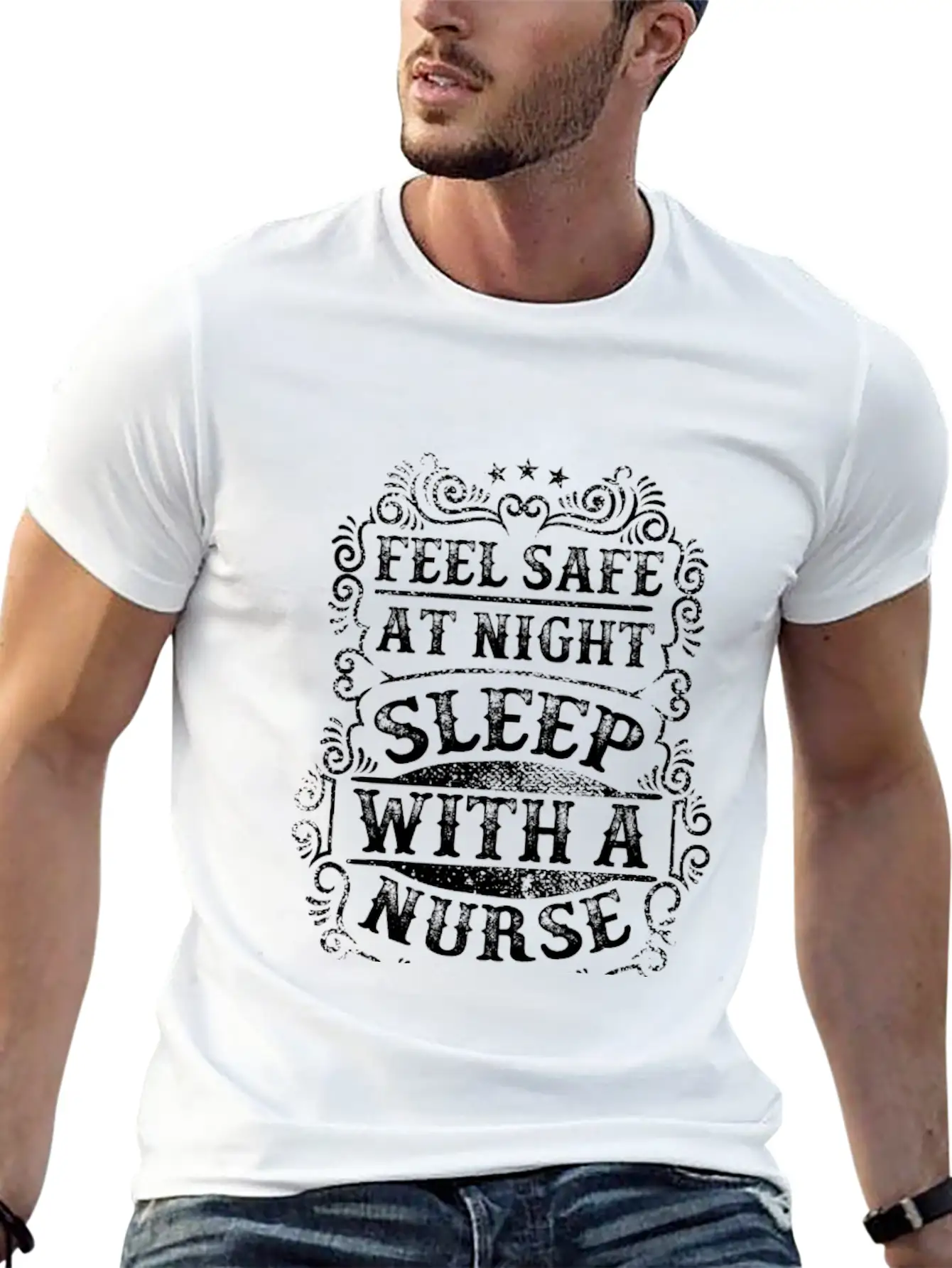 Feel Safe At Night Sleep With A Nurse Unisex Short Sleeve Soft Cotton T-Shirt – Casual Everyday Wear
