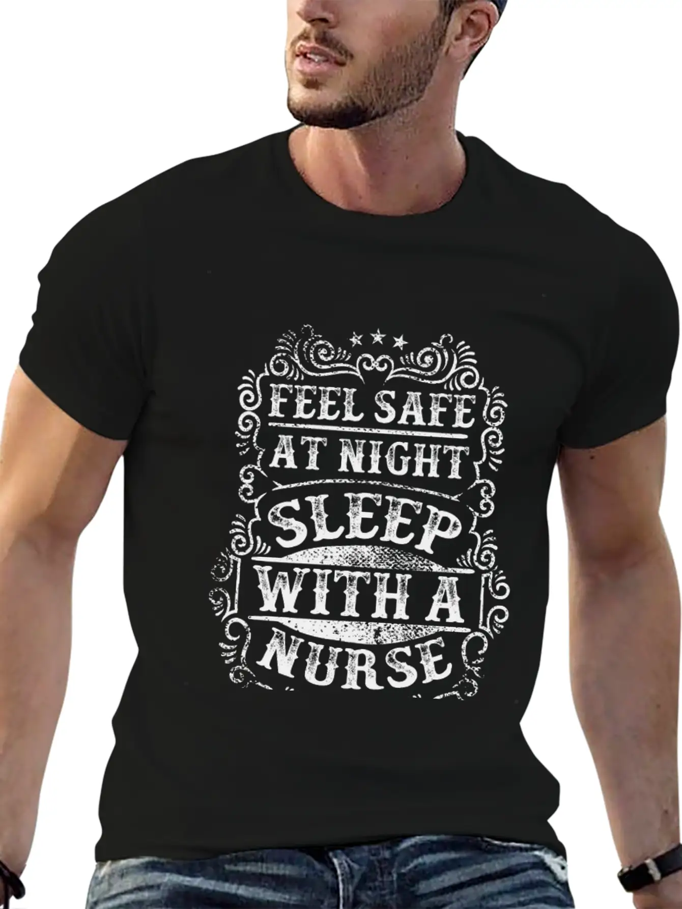 Feel Safe At Night Sleep With A Nurse Unisex Short Sleeve Soft Cotton T-Shirt – Casual Everyday Wear