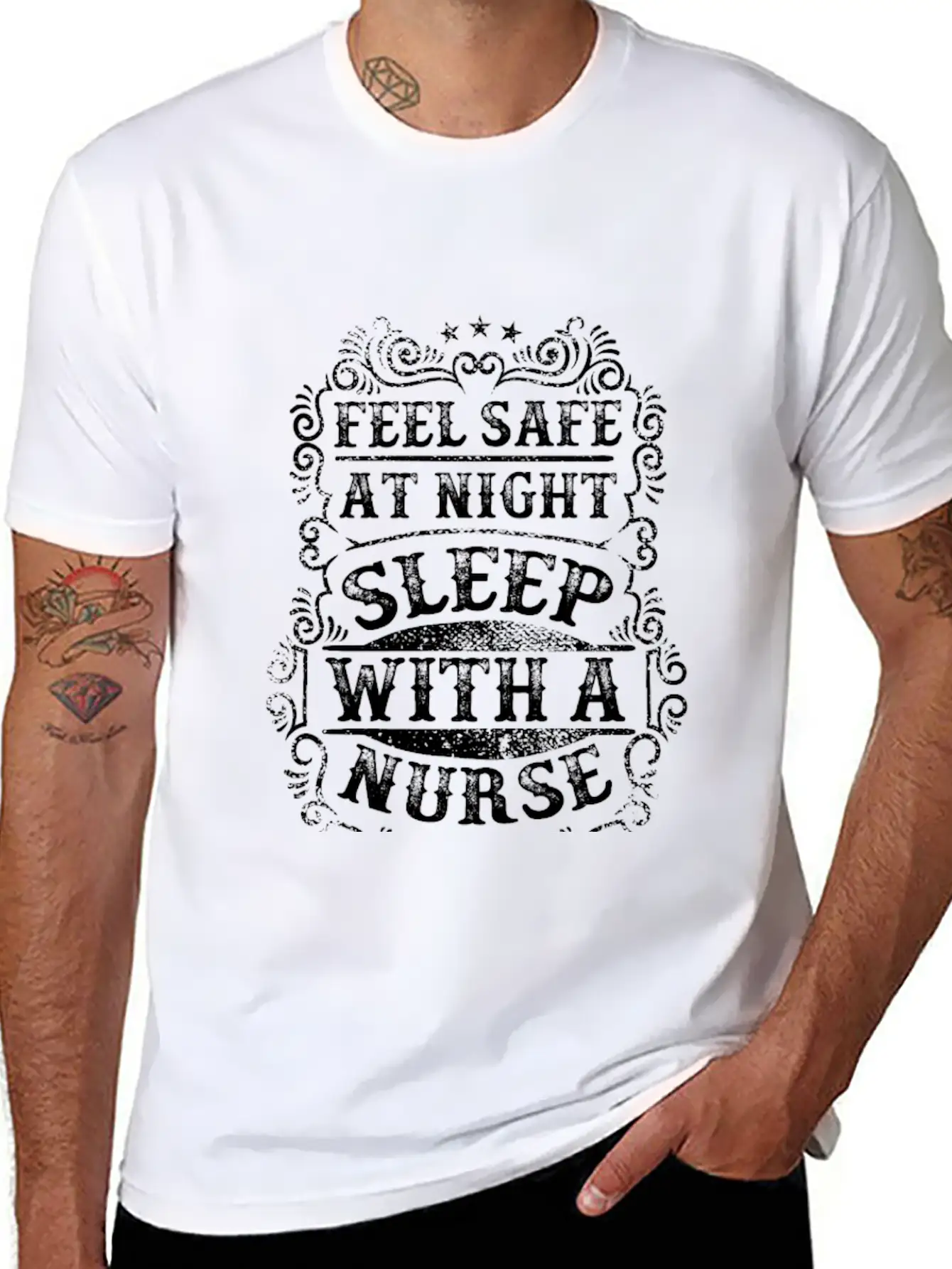 Feel Safe At Night Sleep With A Nurse Unisex Short Sleeve Soft Cotton T-Shirt – Casual Everyday Wear