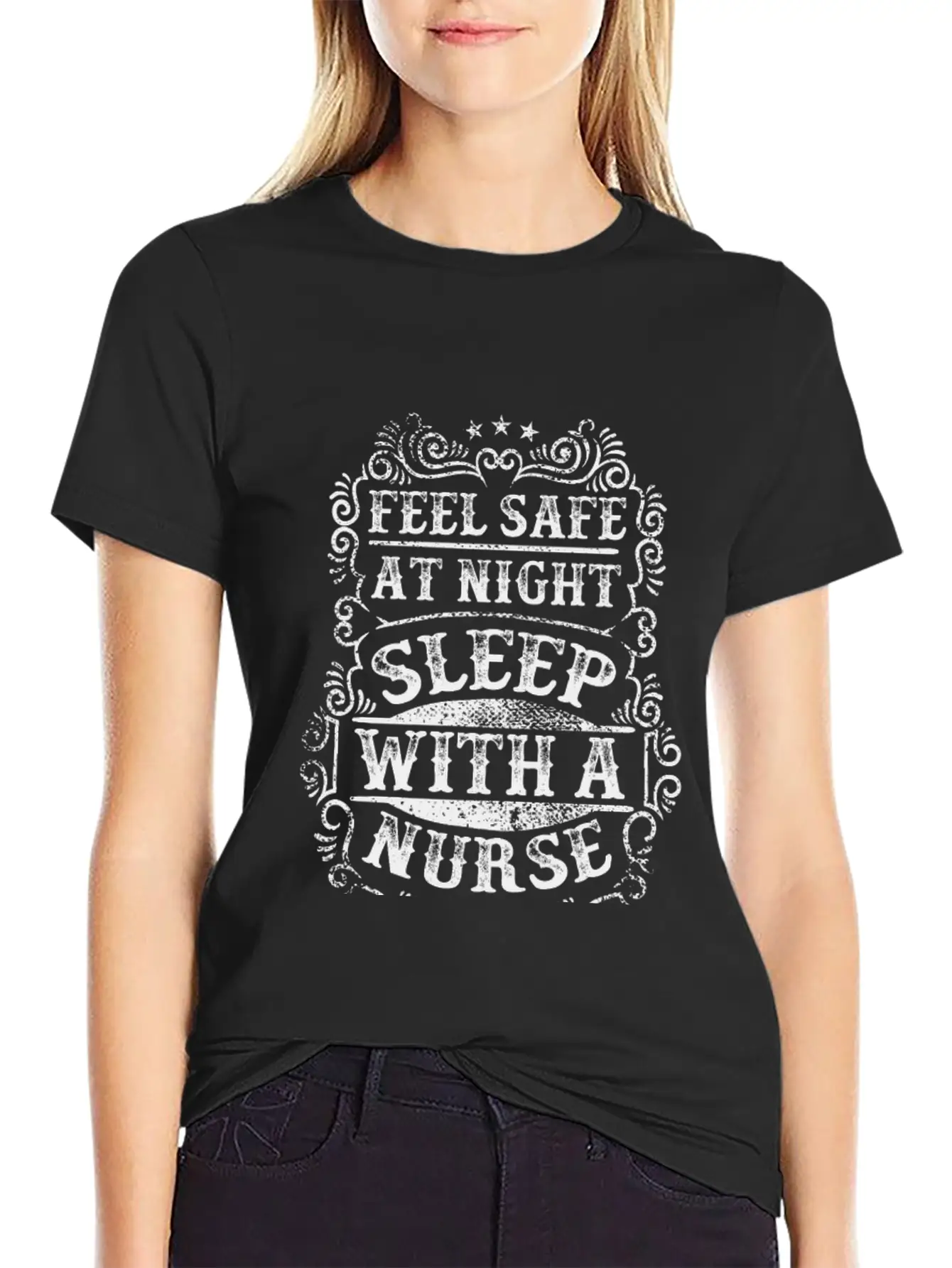 Feel Safe At Night Sleep With A Nurse Unisex Short Sleeve Soft Cotton T-Shirt – Casual Everyday Wear