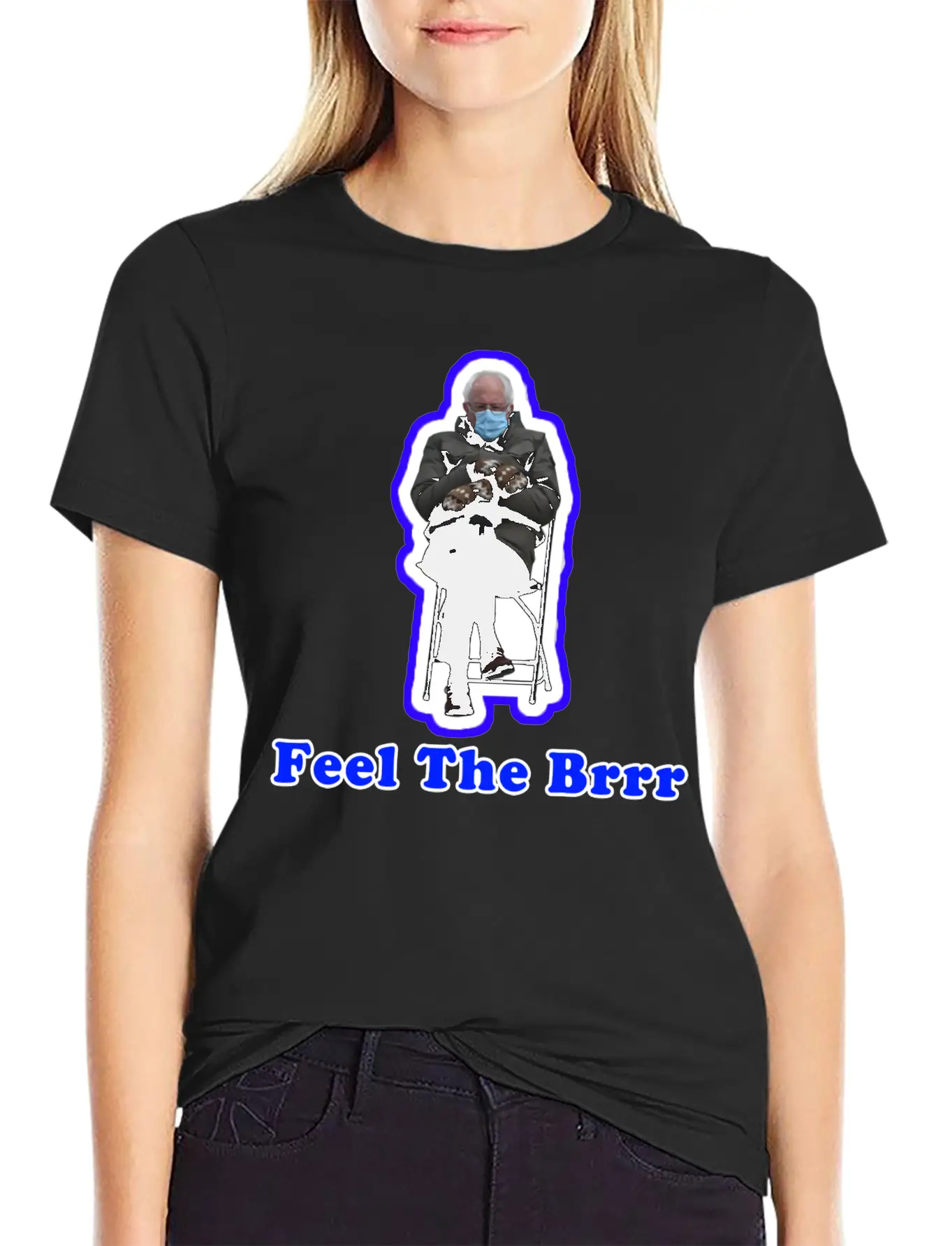 Feel The Brrr Sanders Mittens Meme Unisex Short Sleeve Soft Cotton T-Shirt – Casual Everyday Wear