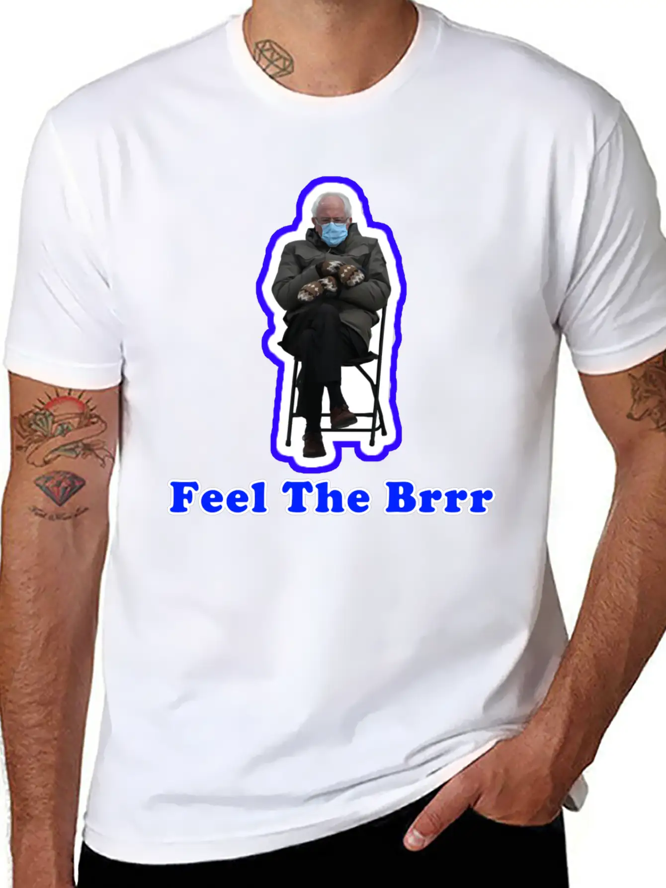 Feel The Brrr Sanders Mittens Meme Unisex Short Sleeve Soft Cotton T-Shirt – Casual Everyday Wear