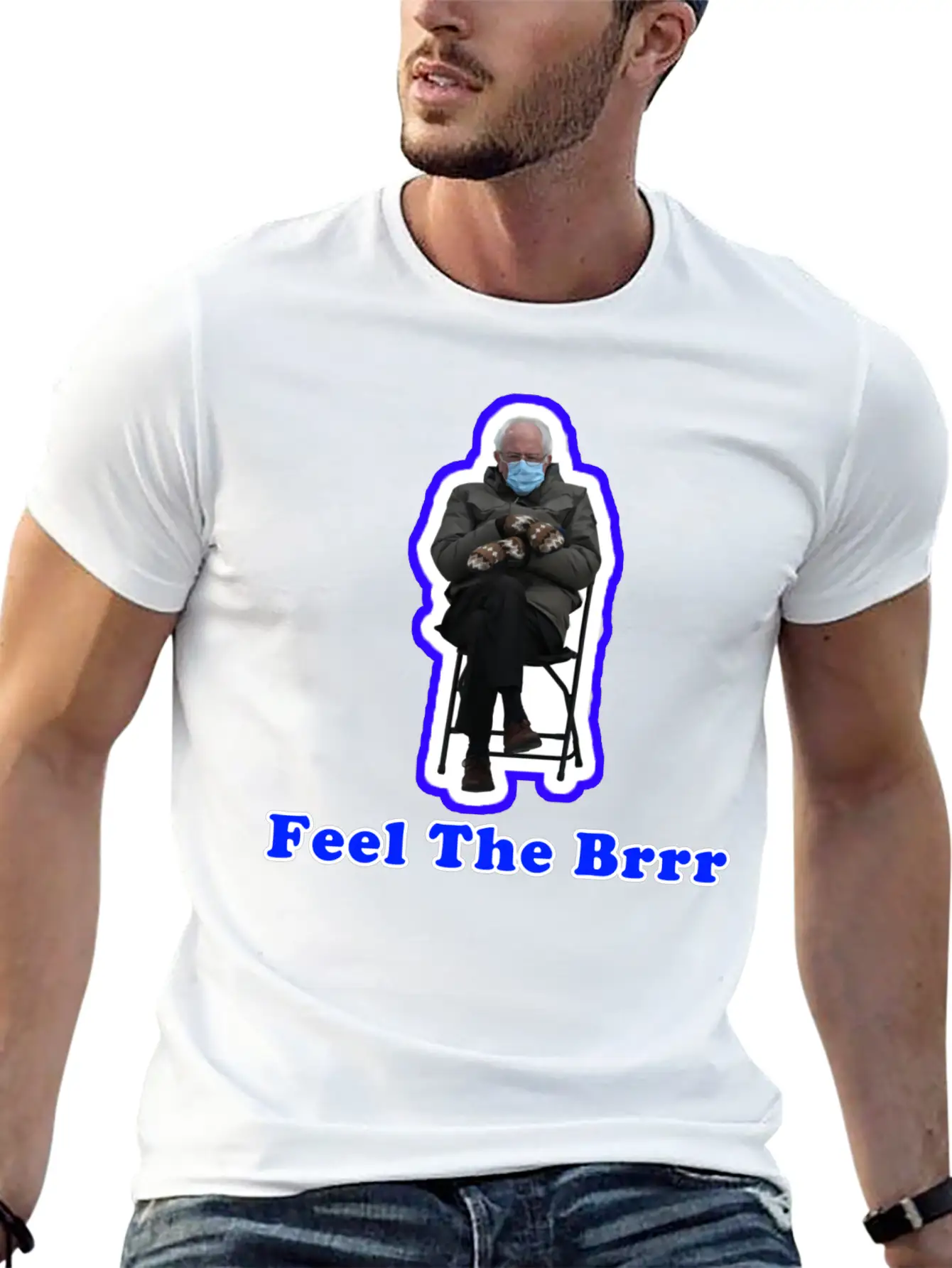 Feel The Brrr Sanders Mittens Meme Unisex Short Sleeve Soft Cotton T-Shirt – Casual Everyday Wear