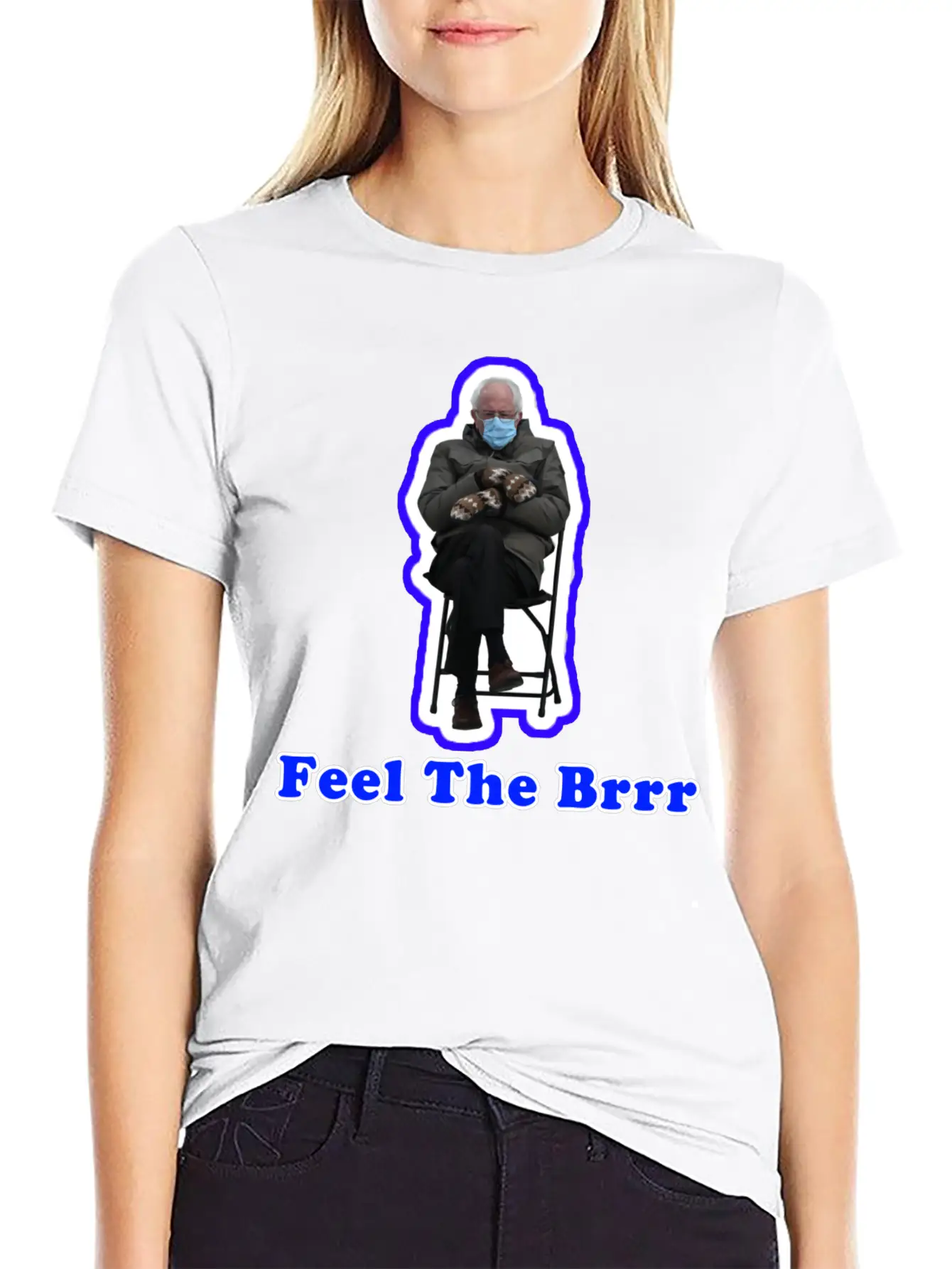 Feel The Brrr Sanders Mittens Meme Unisex Short Sleeve Soft Cotton T-Shirt – Casual Everyday Wear