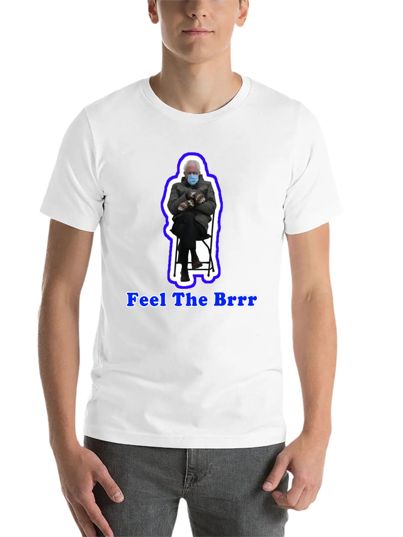 Feel The Brrr Sanders Mittens Meme Unisex Short Sleeve Soft Cotton T-Shirt – Casual Everyday Wear