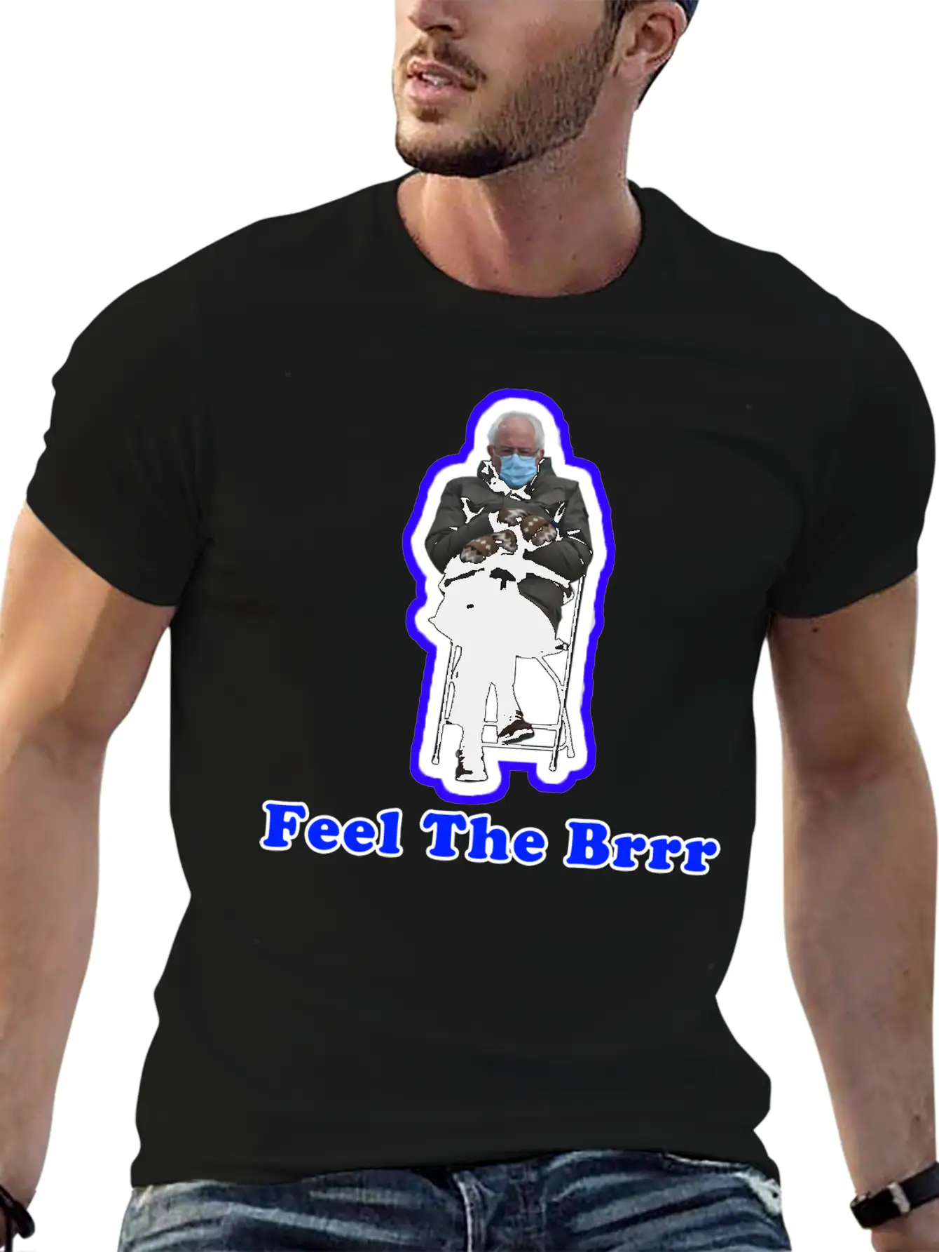 Feel The Brrr Sanders Mittens Meme Unisex Short Sleeve Soft Cotton T-Shirt – Casual Everyday Wear