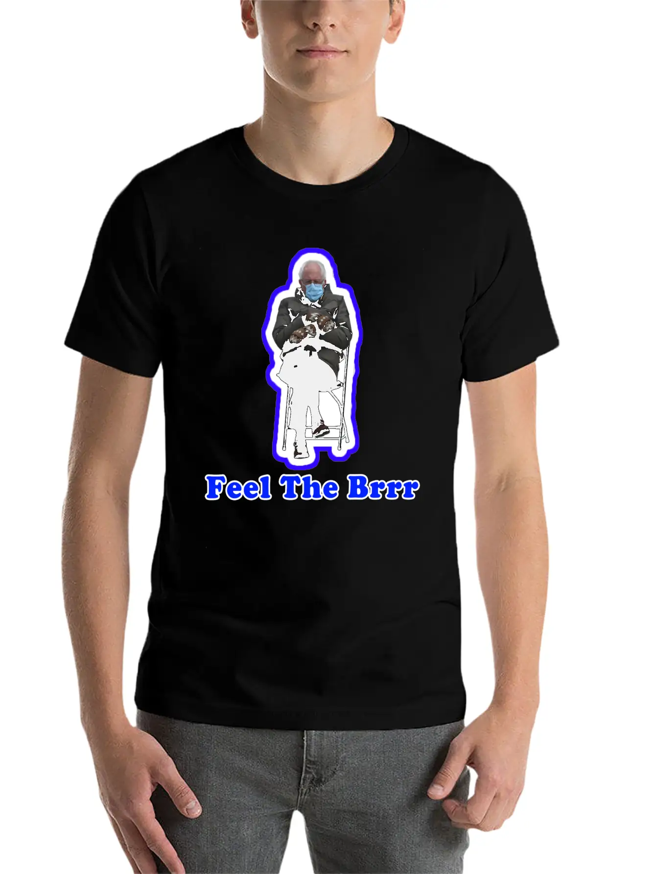 Feel The Brrr Sanders Mittens Meme Unisex Short Sleeve Soft Cotton T-Shirt – Casual Everyday Wear