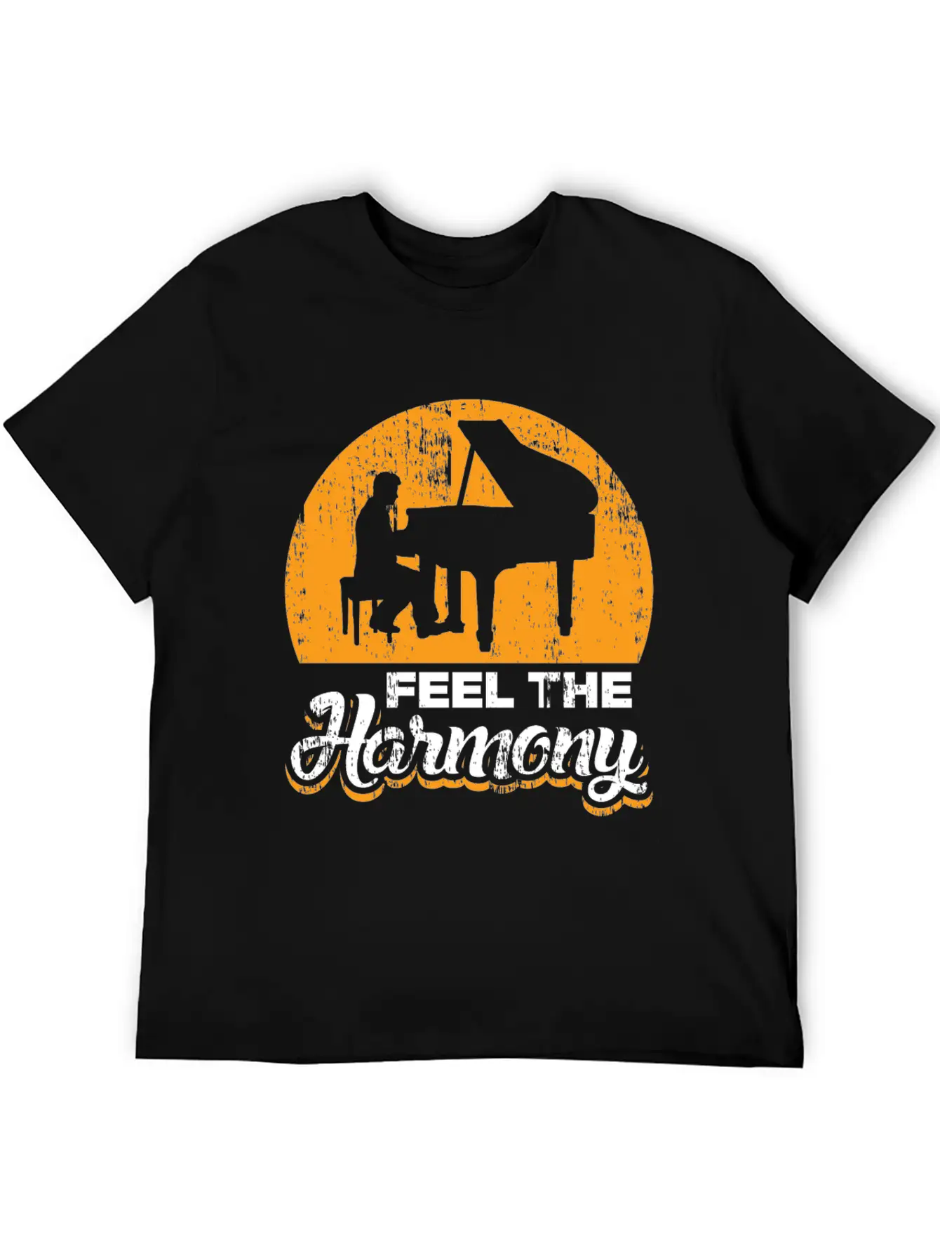 Feel The Harmony Piano Concert Gift Idea Quote Basic Graphic T-Shirt – Daily Comfort In Soft Cotton