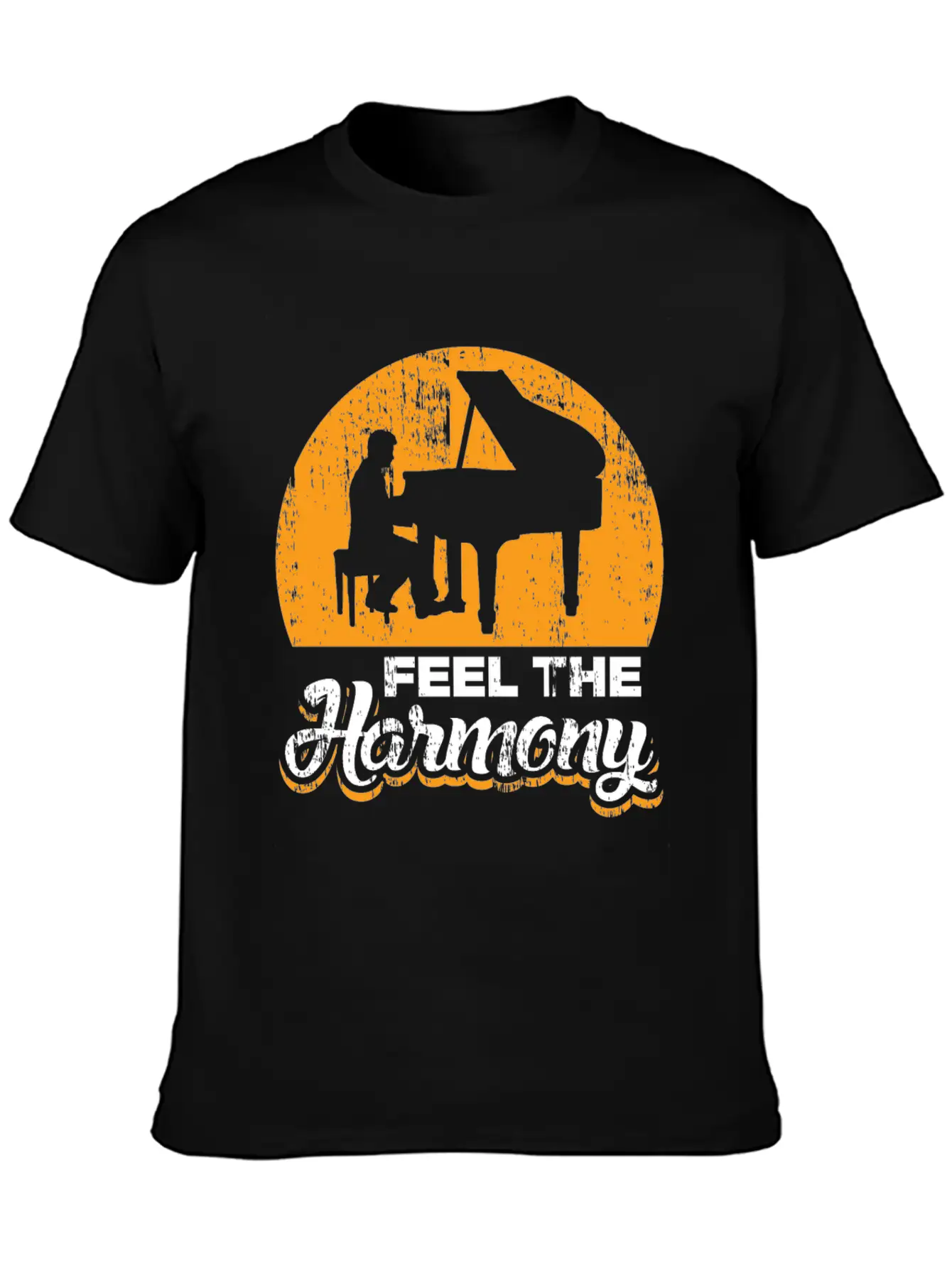 Feel The Harmony Piano Concert Gift Idea Quote Basic Graphic T-Shirt – Daily Comfort In Soft Cotton