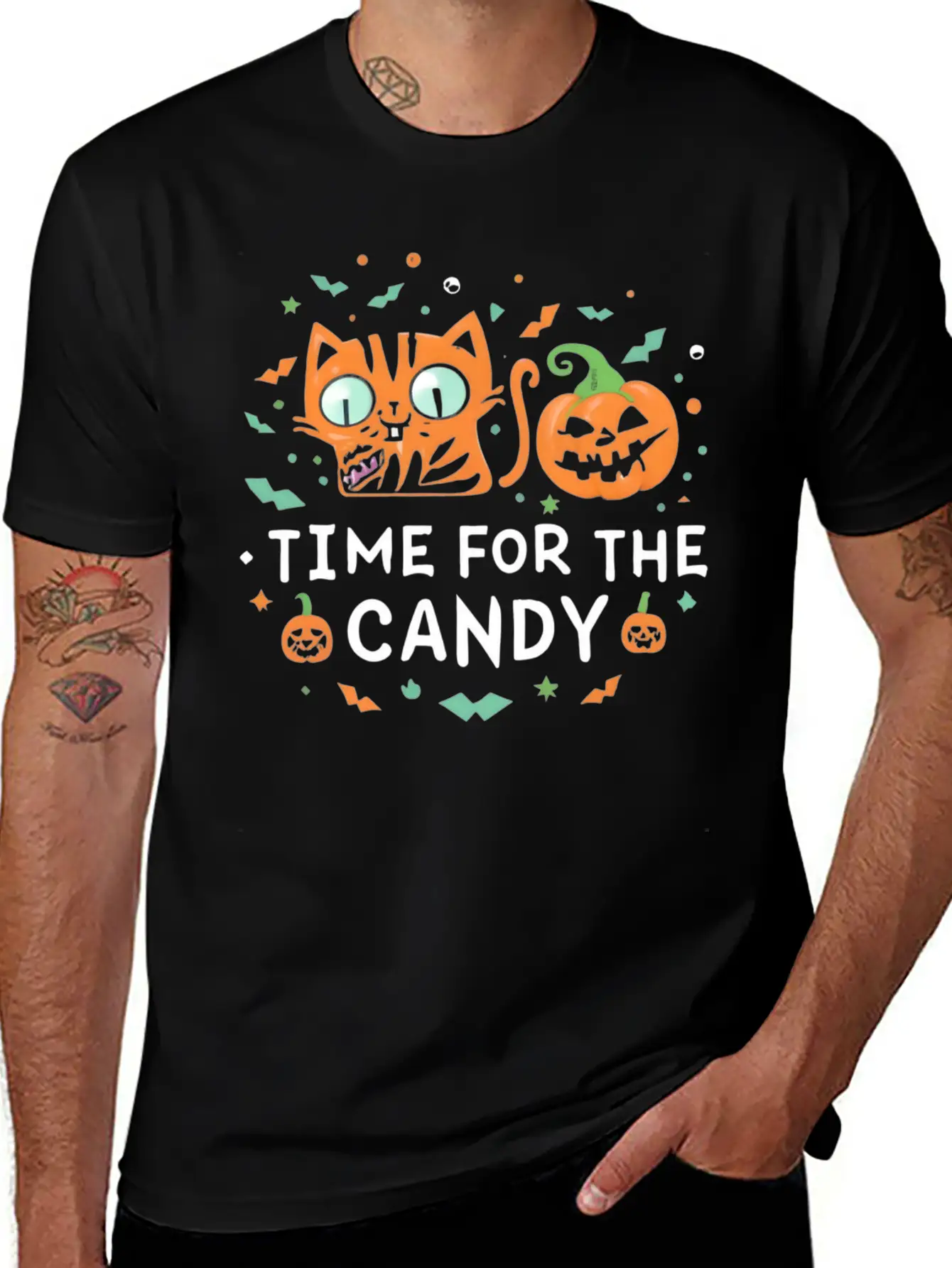 Feline Halloween: In Search Of Sweet Treasures Stylish Everyday T-Shirt – Unisex Basic Cotton Tee
