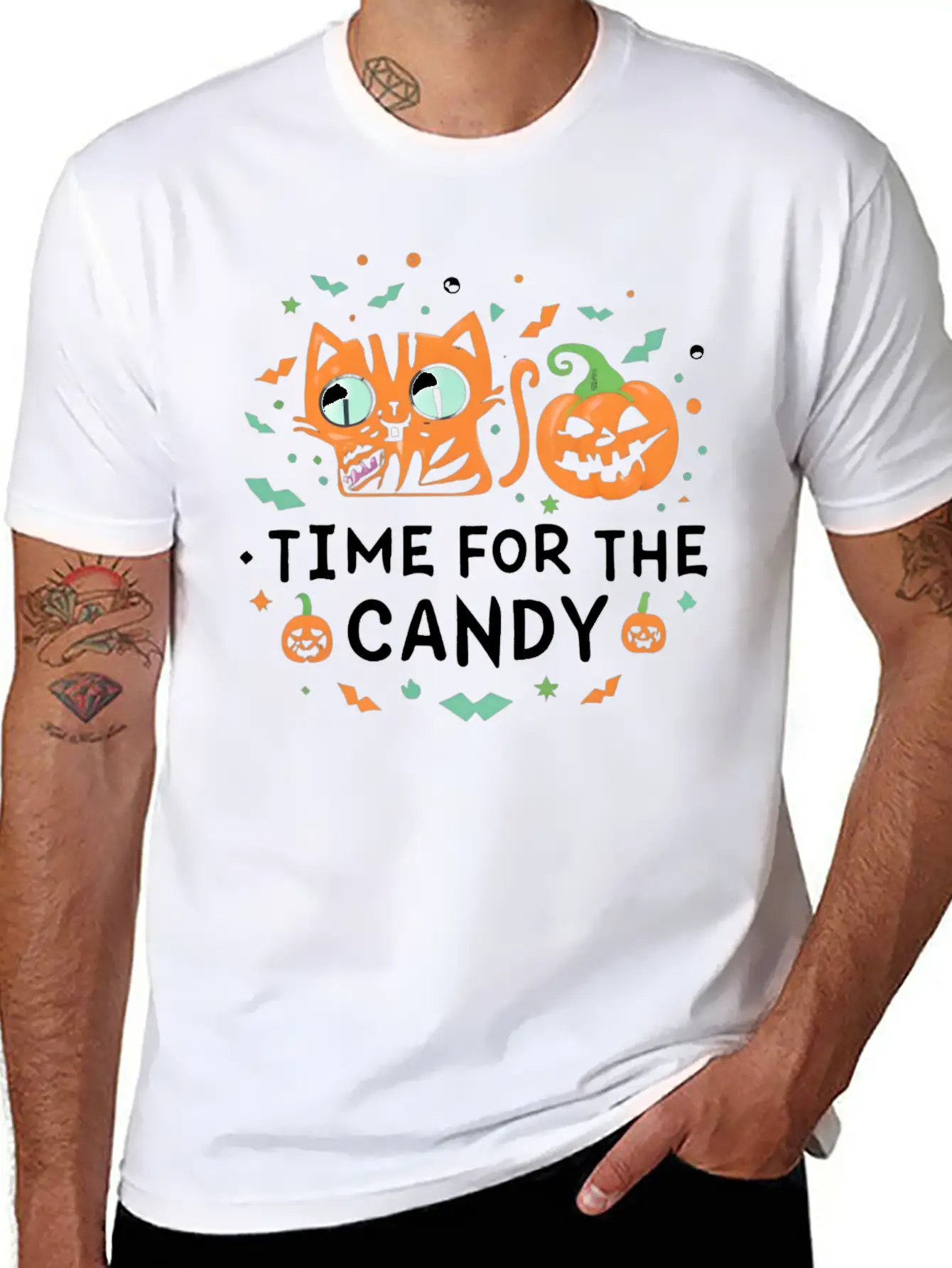 Feline Halloween: In Search Of Sweet Treasures Stylish Everyday T-Shirt – Unisex Basic Cotton Tee