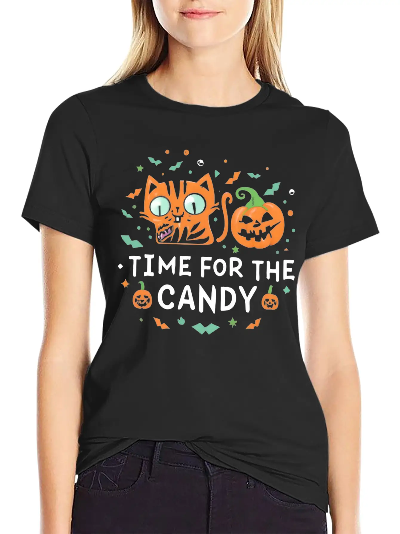 Feline Halloween: In Search Of Sweet Treasures Stylish Everyday T-Shirt – Unisex Basic Cotton Tee