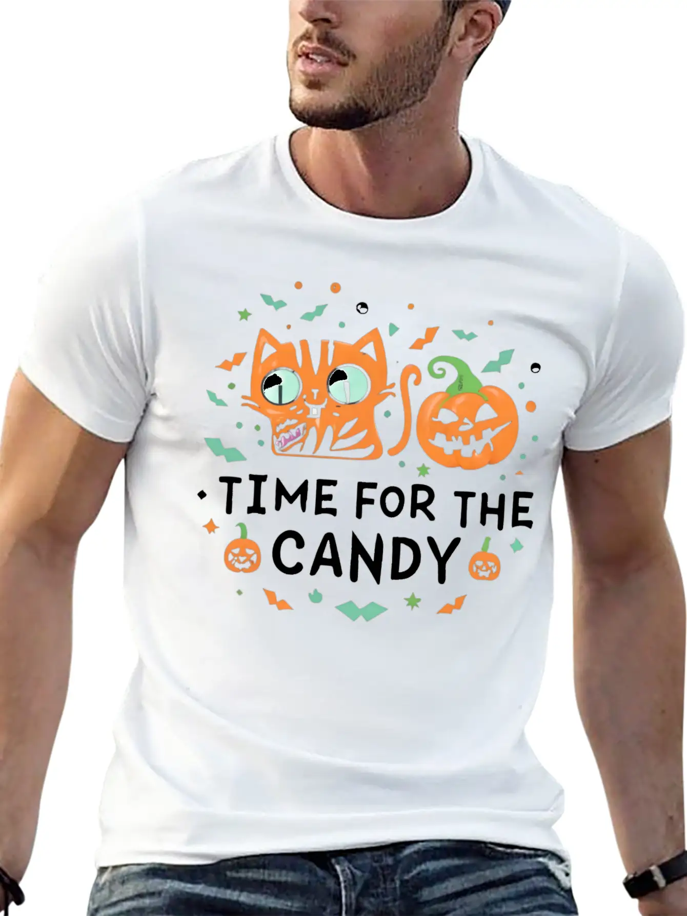 Feline Halloween: In Search Of Sweet Treasures Stylish Everyday T-Shirt – Unisex Basic Cotton Tee