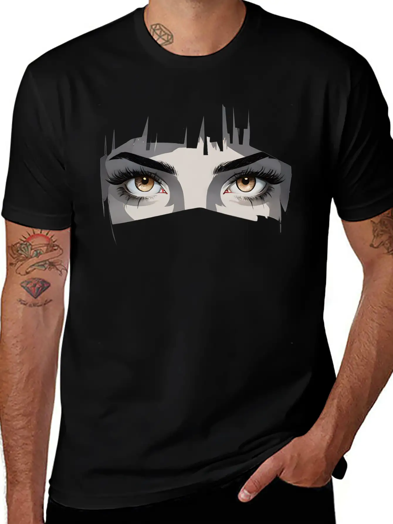 Female Anime Eyes - Cute & Expressive Look Unisex Short Sleeve Soft Cotton T-Shirt – Casual Everyday Wear