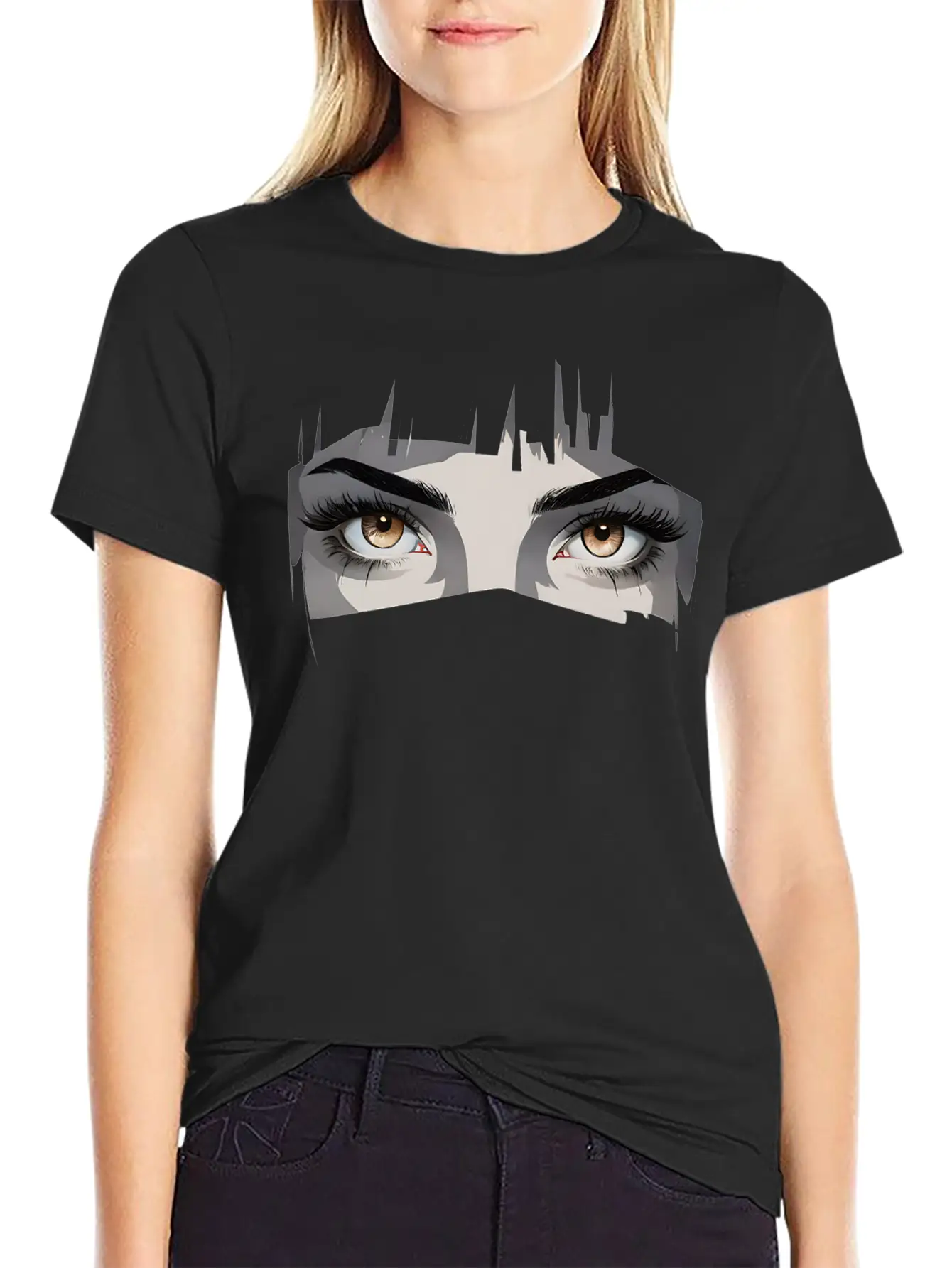 Female Anime Eyes - Cute & Expressive Look Unisex Short Sleeve Soft Cotton T-Shirt – Casual Everyday Wear