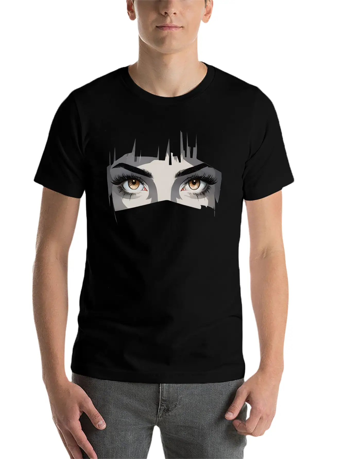 Female Anime Eyes - Cute & Expressive Look Unisex Short Sleeve Soft Cotton T-Shirt – Casual Everyday Wear