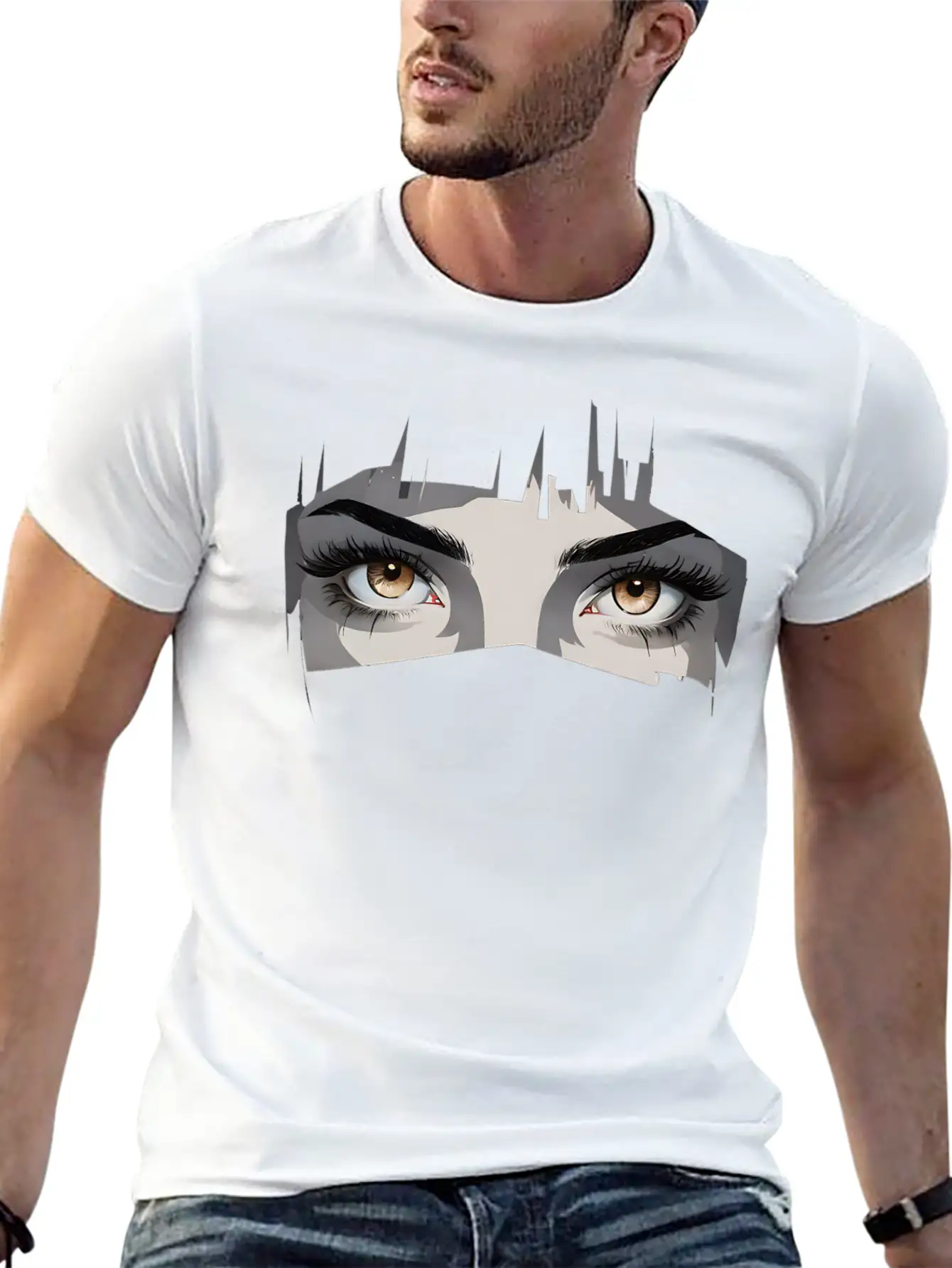 Female Anime Eyes - Cute & Expressive Look Unisex Short Sleeve Soft Cotton T-Shirt – Casual Everyday Wear