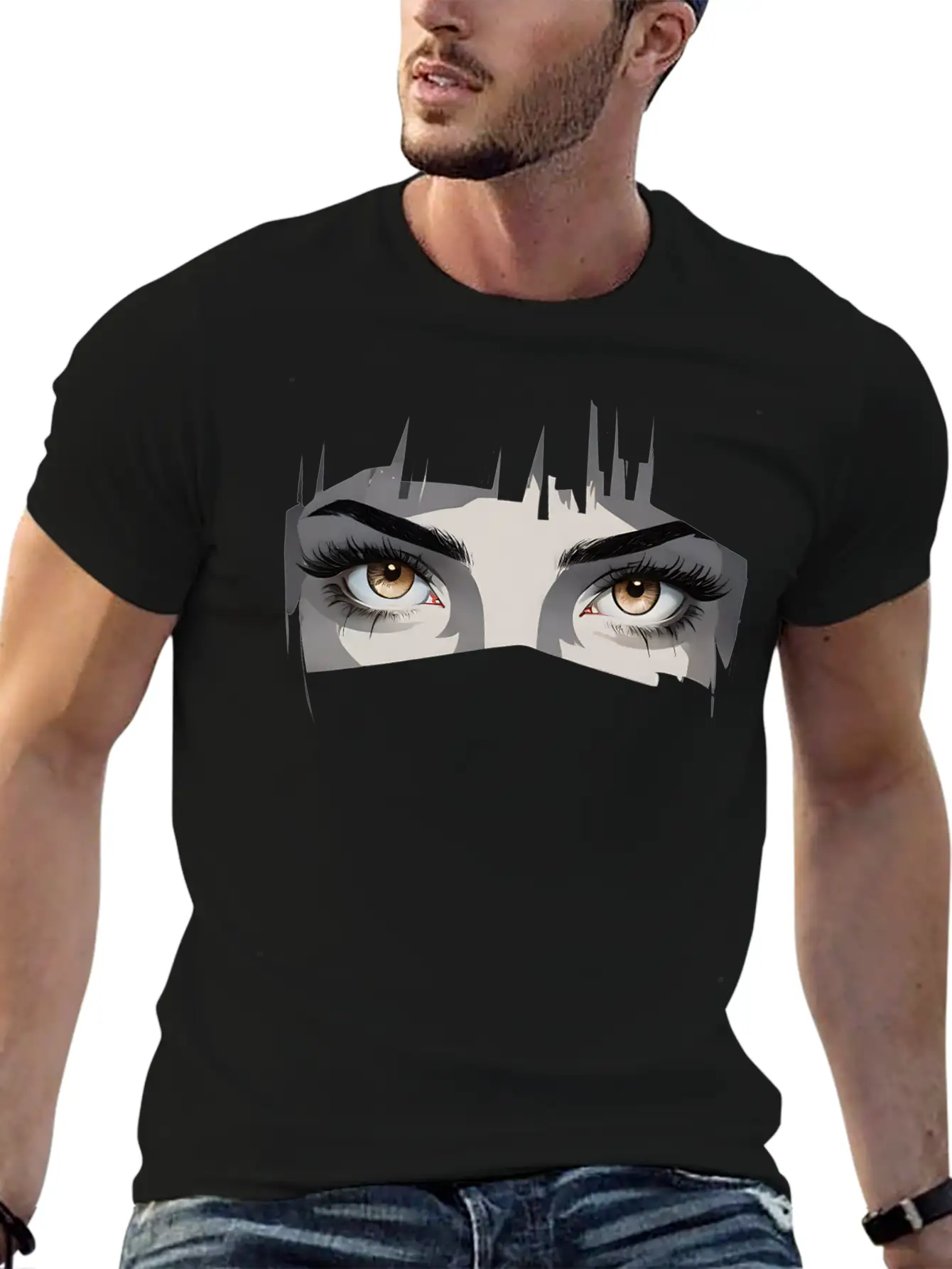 Female Anime Eyes - Cute & Expressive Look Unisex Short Sleeve Soft Cotton T-Shirt – Casual Everyday Wear