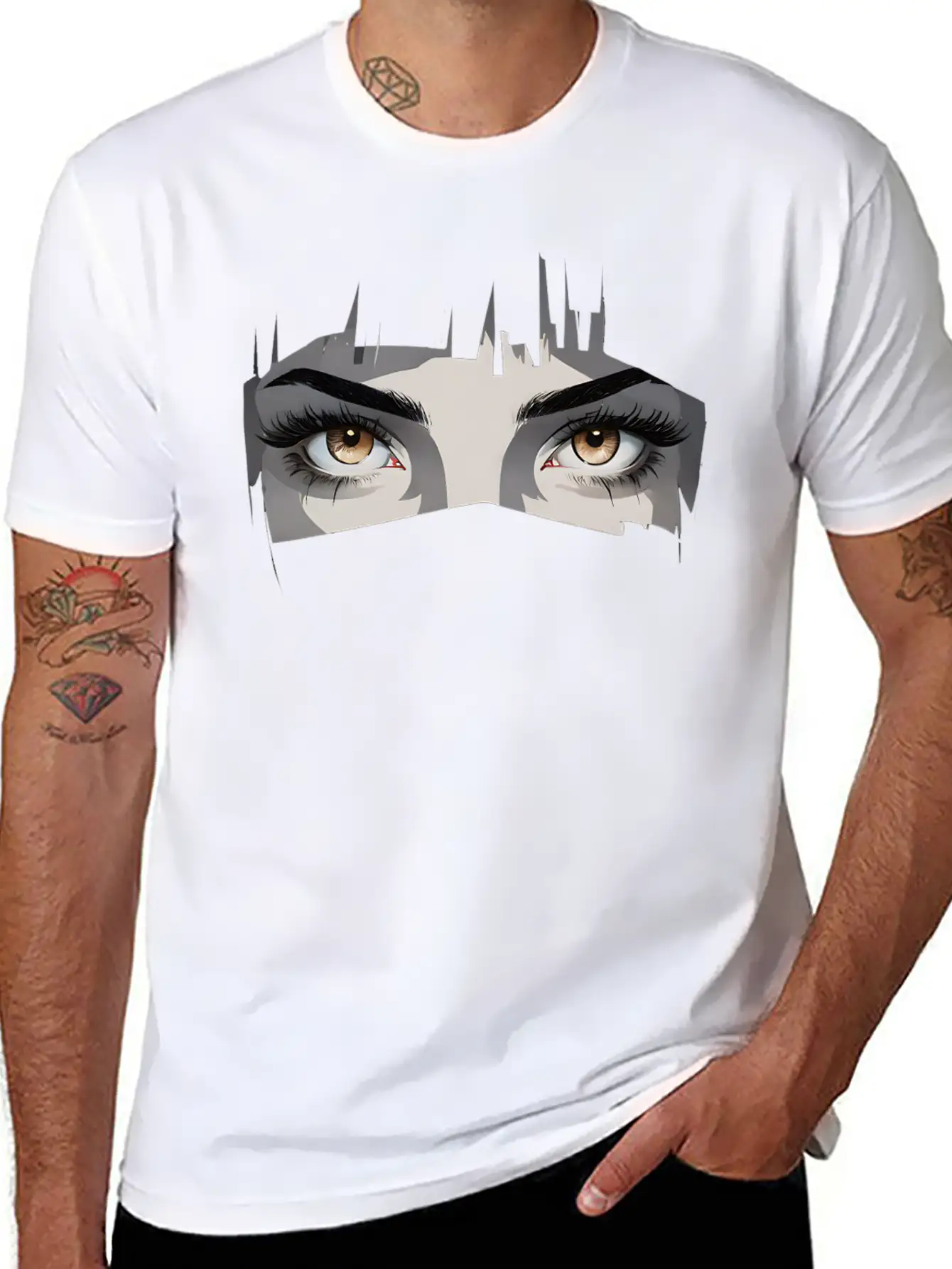 Female Anime Eyes - Cute & Expressive Look Unisex Short Sleeve Soft Cotton T-Shirt – Casual Everyday Wear