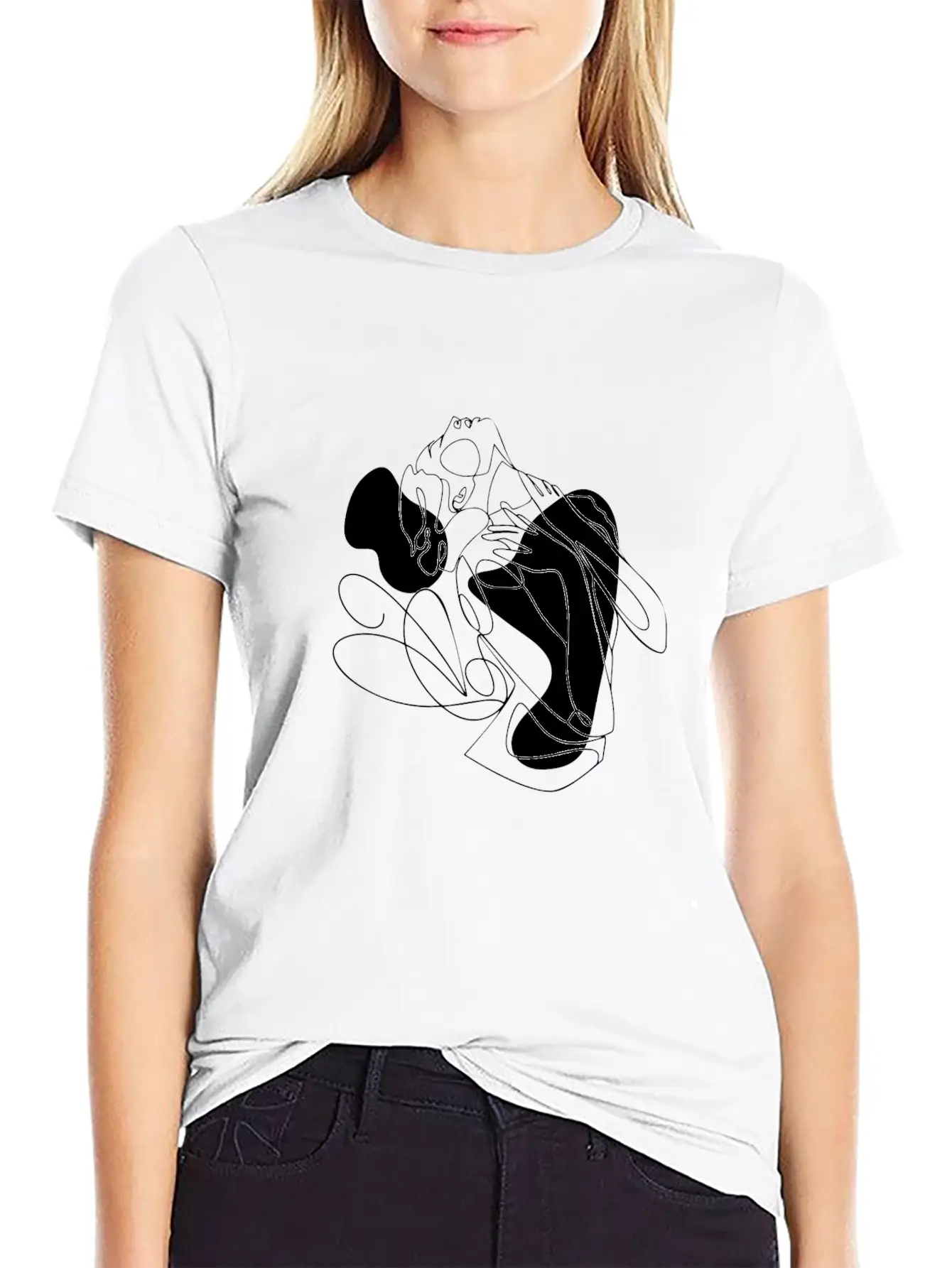 Female Body Line Art Unisex Casual T-Shirt – Clean Design For Daily Comfort