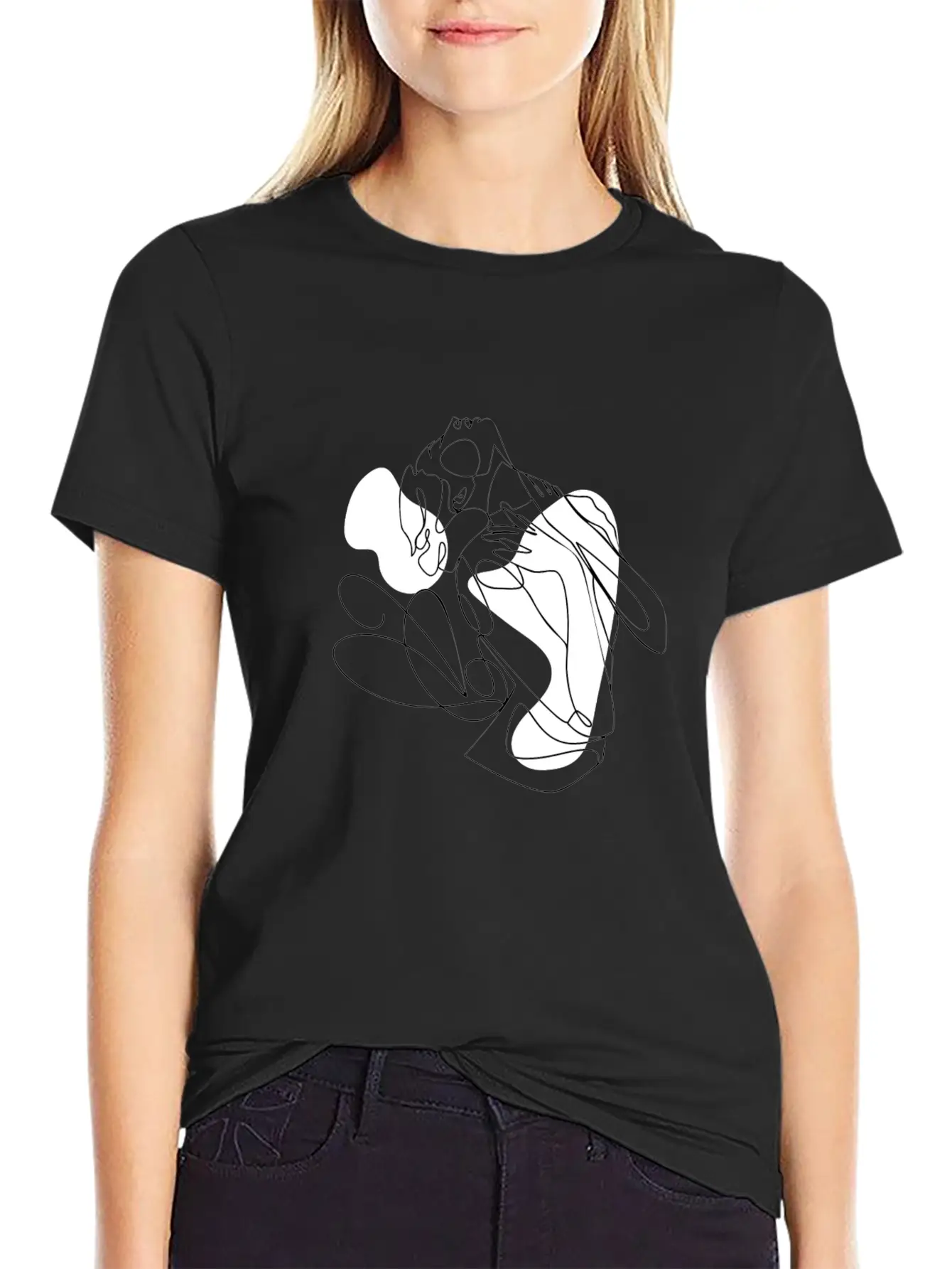 Female Body Line Art Unisex Casual T-Shirt – Clean Design For Daily Comfort