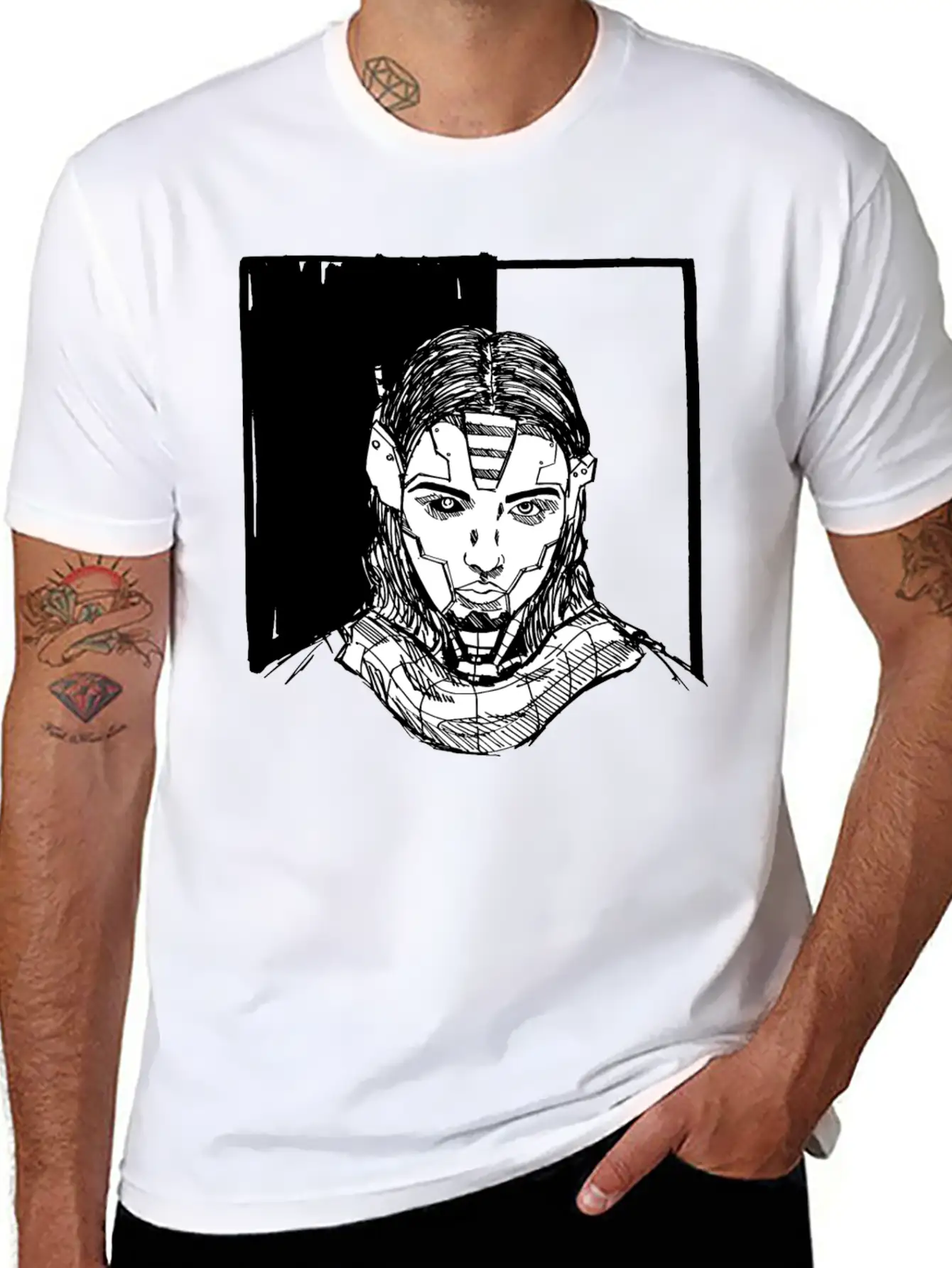 Female Robot, Cyborg, Android, Roboter AI, Stylish Everyday T-Shirt – Unisex Basic Cotton Tee