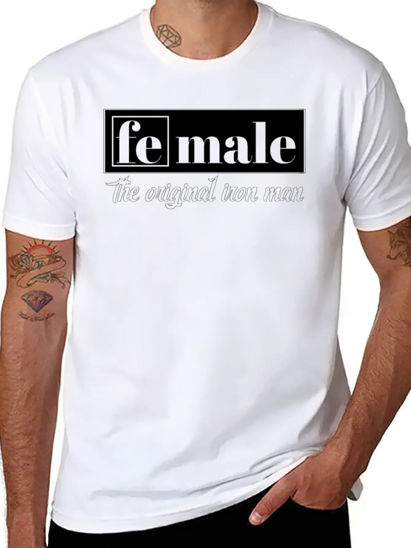 Female The Original Iron Man Unisex Short Sleeve Soft Cotton T-Shirt – Casual Everyday Wear