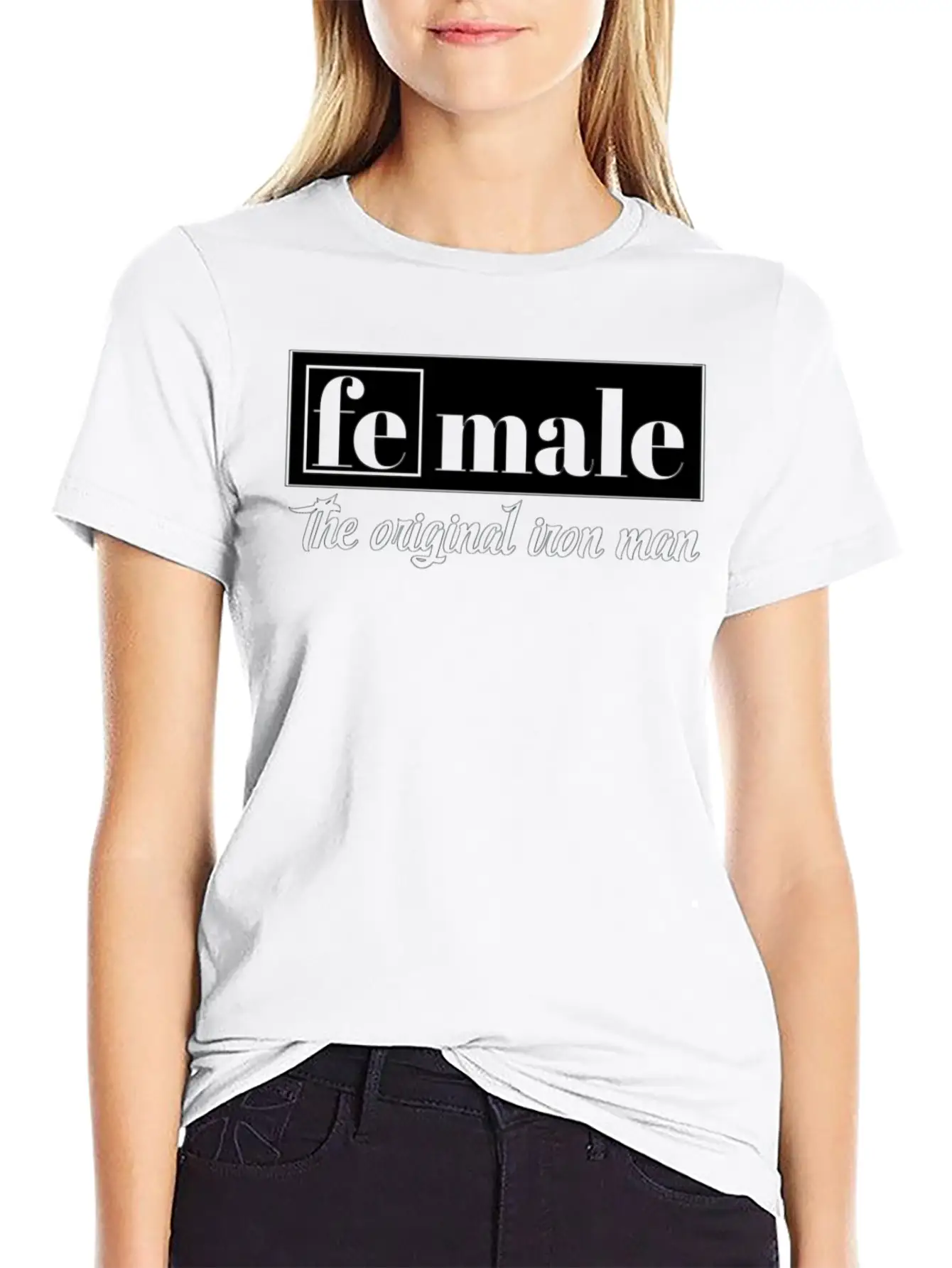 Female The Original Iron Man Unisex Short Sleeve Soft Cotton T-Shirt – Casual Everyday Wear