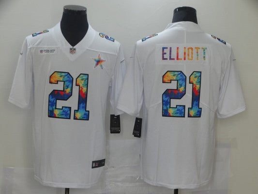 Men's Dallas Cowboys Ezekiel Elliott #21 White Game Player Jerseys