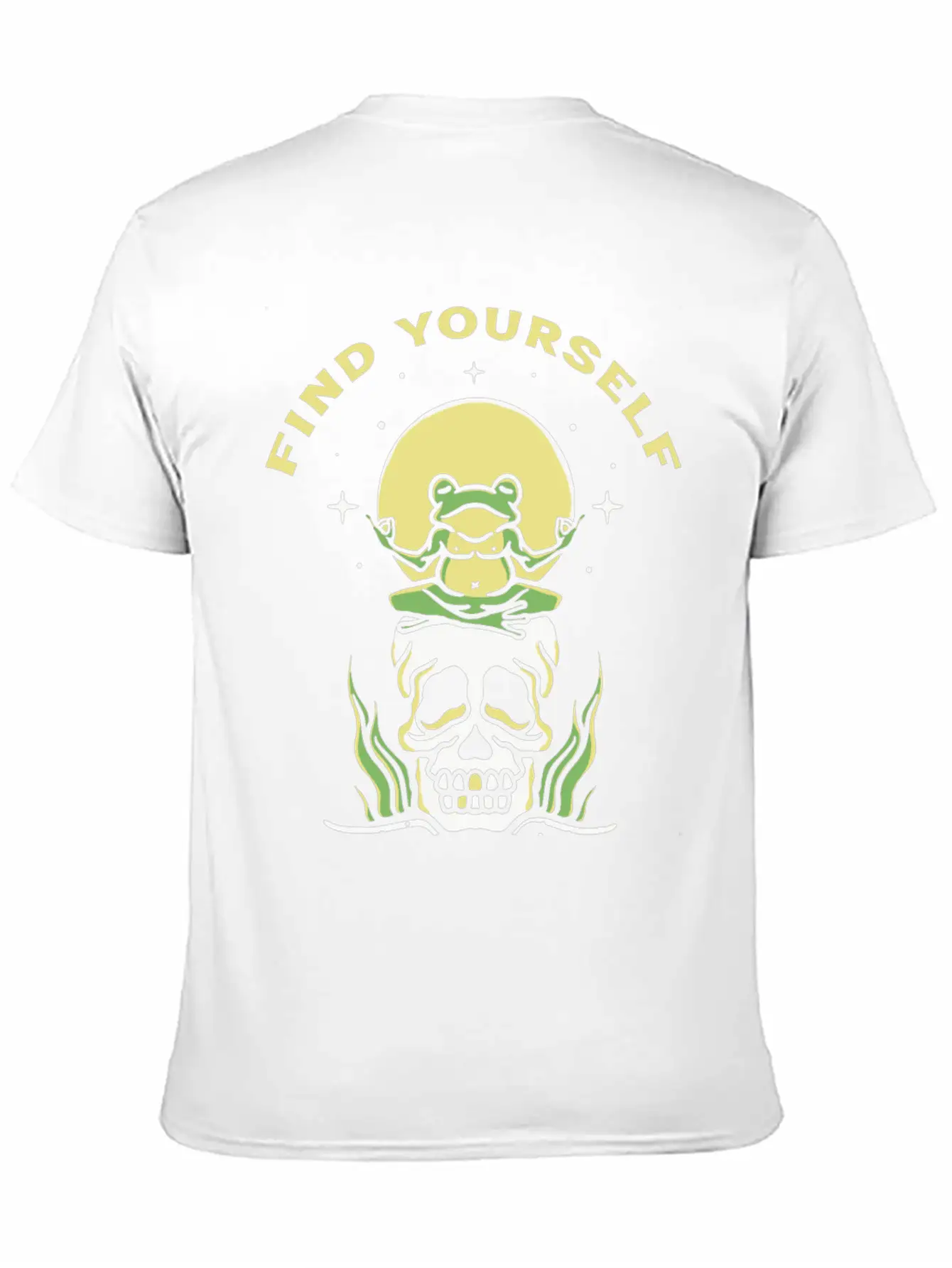Find Yourself - Yoga Frog On Skull Basic Graphic T-Shirt – Daily Comfort In Soft Cotton