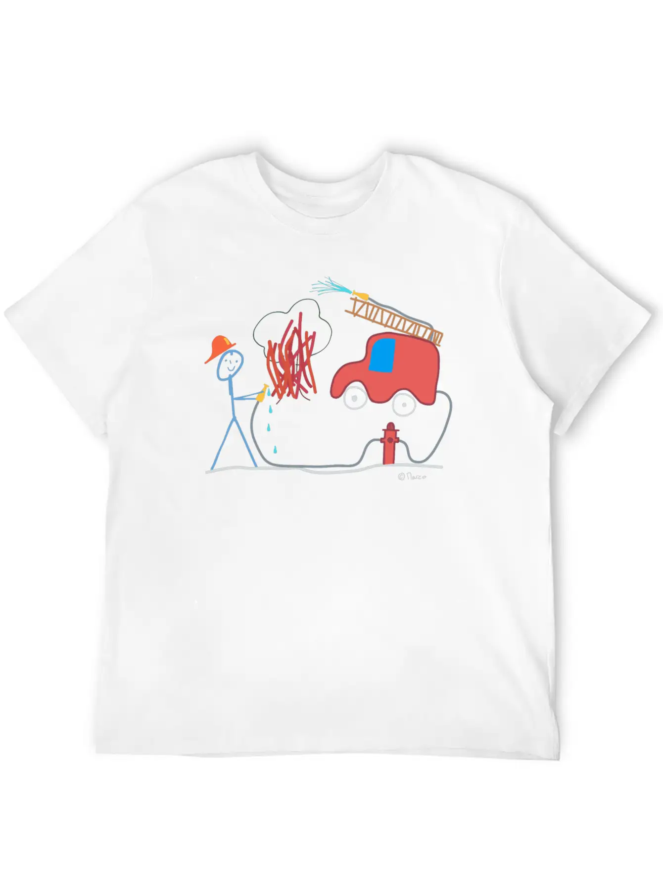 Fire Brigade Stickman, Water Help Work Honorary Comfortable Minimalist Graphic Tee – Summer Style Essential