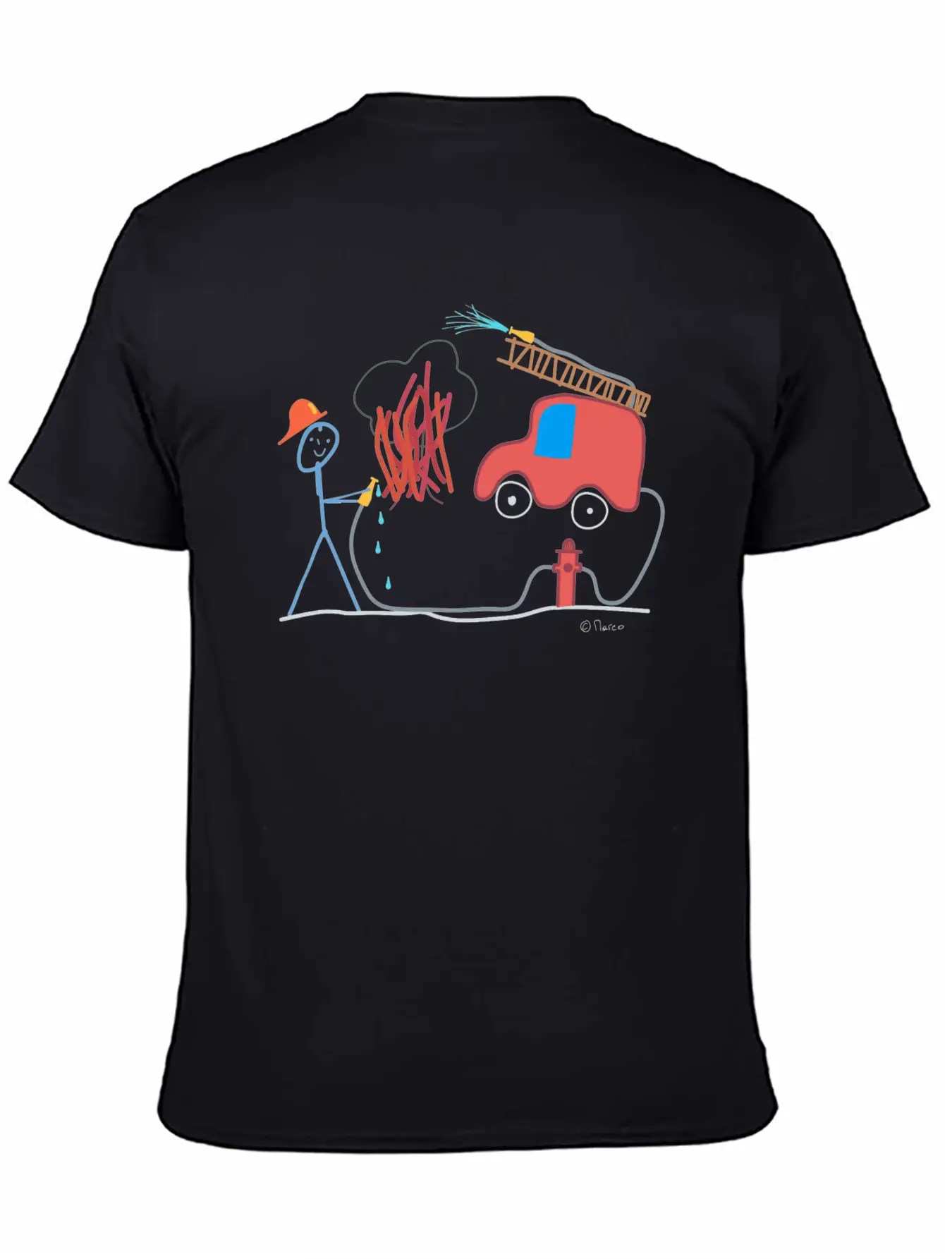 Fire Brigade Stickman, Water Help Work Honorary Comfortable Minimalist Graphic Tee – Summer Style Essential