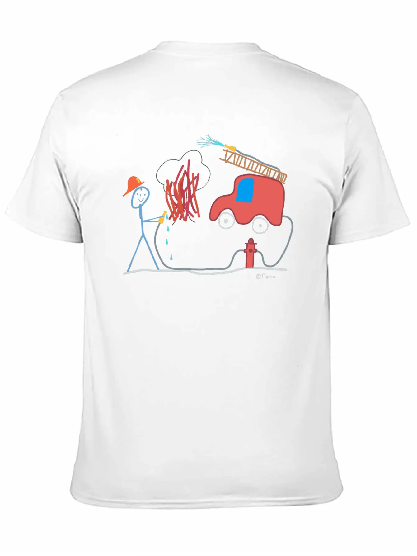 Fire Brigade Stickman, Water Help Work Honorary Comfortable Minimalist Graphic Tee – Summer Style Essential