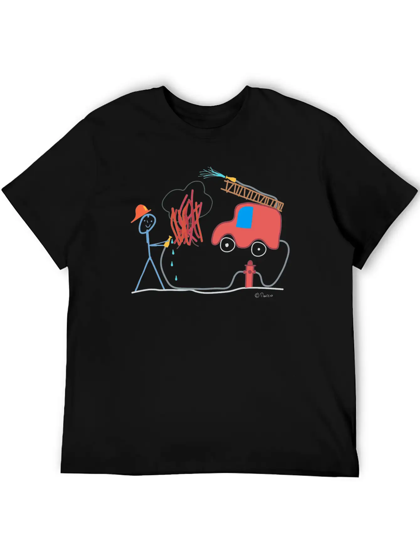 Fire Brigade Stickman, Water Help Work Honorary Comfortable Minimalist Graphic Tee – Summer Style Essential