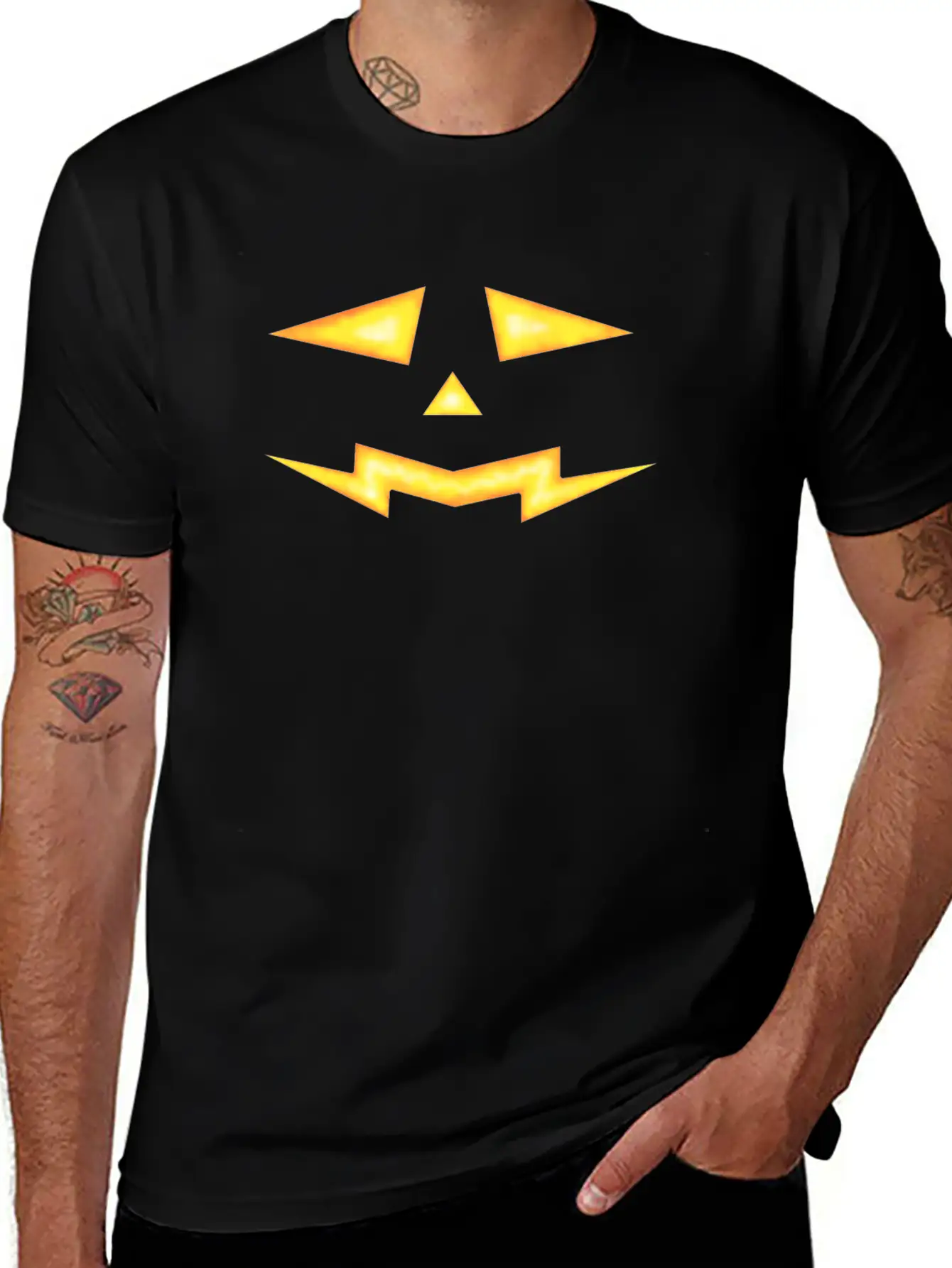 Fire & Flame Face (Halloween) Unisex Short Sleeve Soft Cotton T-Shirt – Casual Everyday Wear