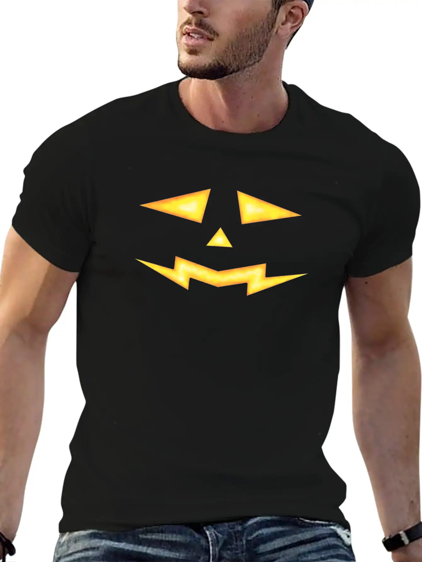 Fire & Flame Face (Halloween) Unisex Short Sleeve Soft Cotton T-Shirt – Casual Everyday Wear