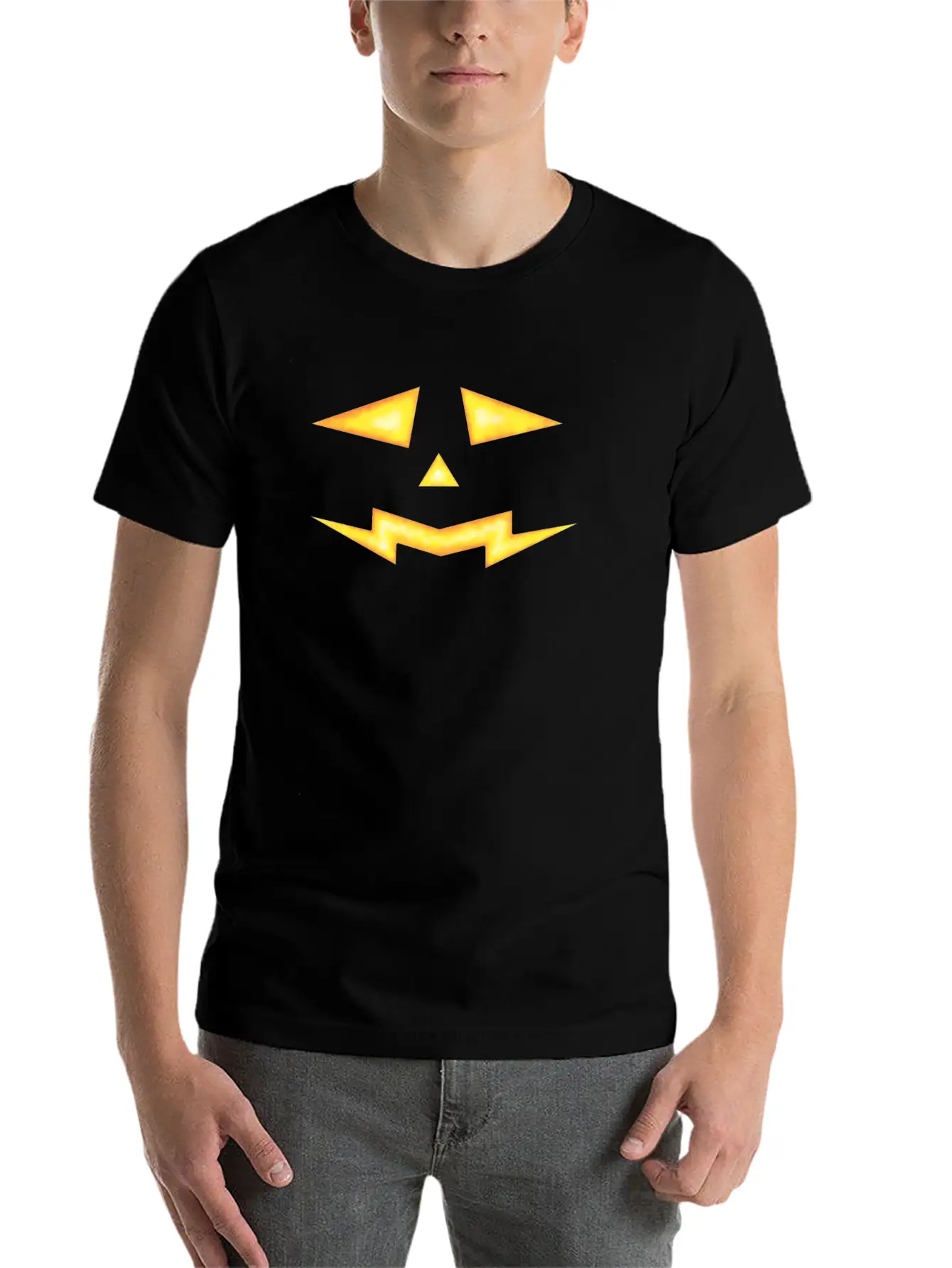 Fire & Flame Face (Halloween) Unisex Short Sleeve Soft Cotton T-Shirt – Casual Everyday Wear