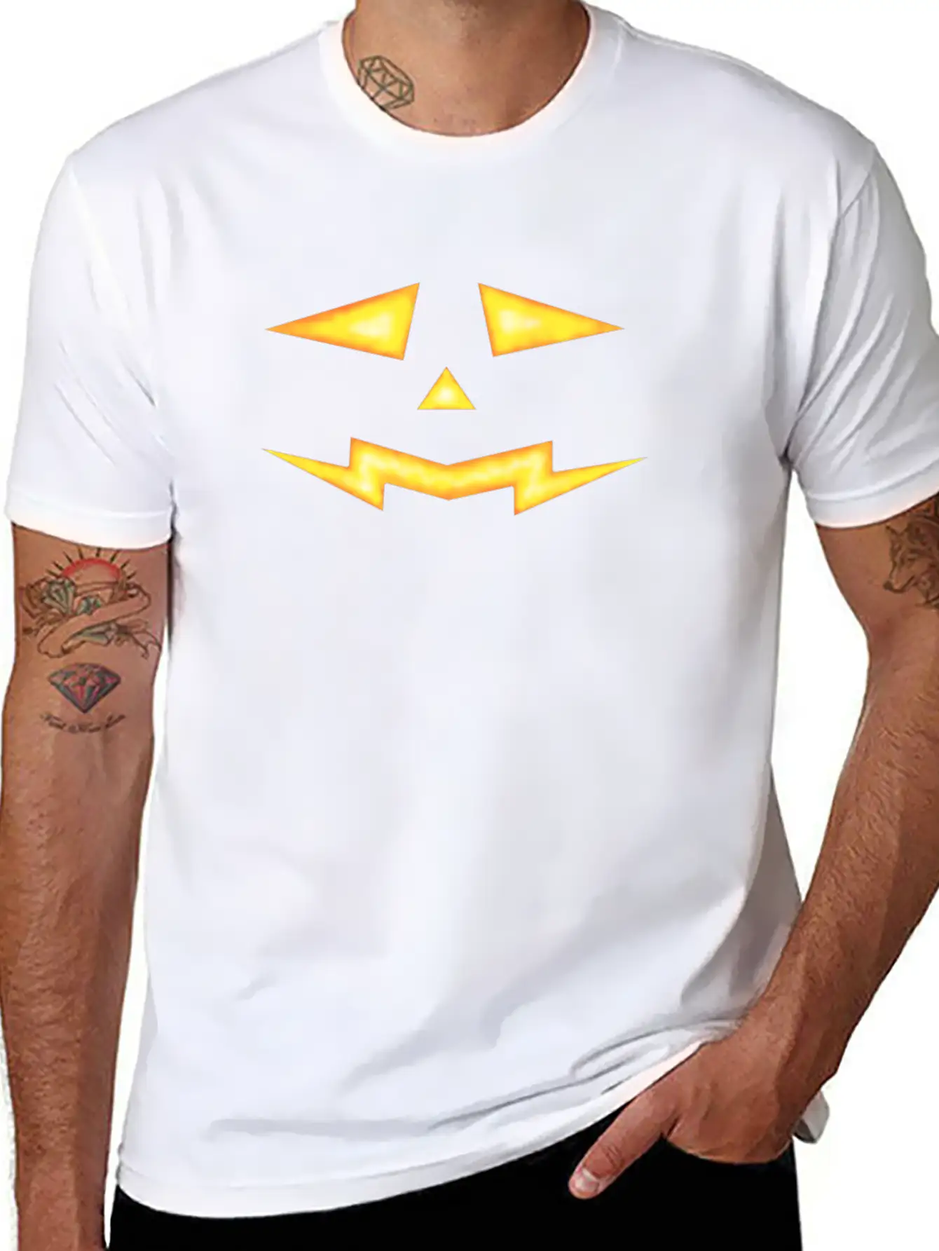 Fire & Flame Face (Halloween) Unisex Short Sleeve Soft Cotton T-Shirt – Casual Everyday Wear