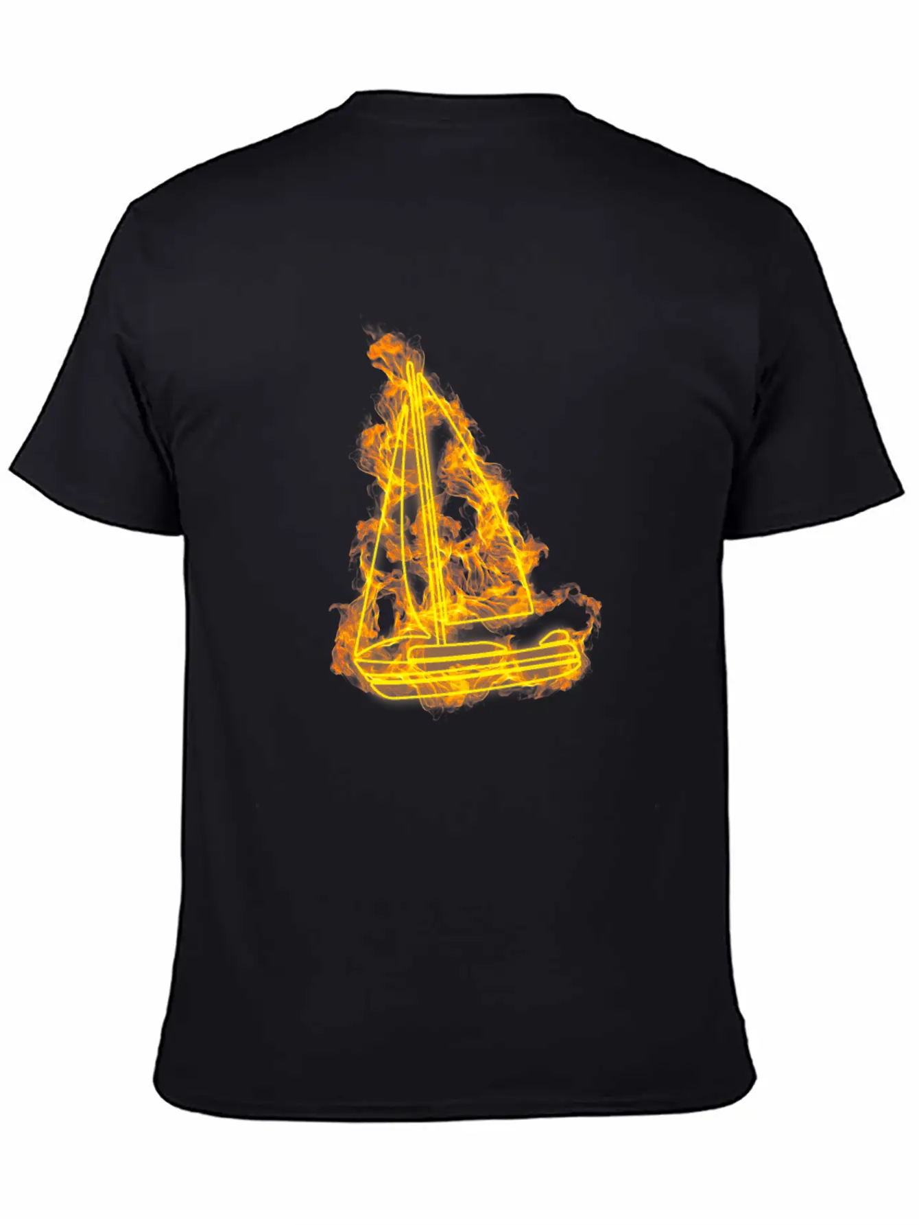 Fire Sailing Flames Boat Unisex Short Sleeve Soft Cotton T-Shirt – Casual Everyday Wear