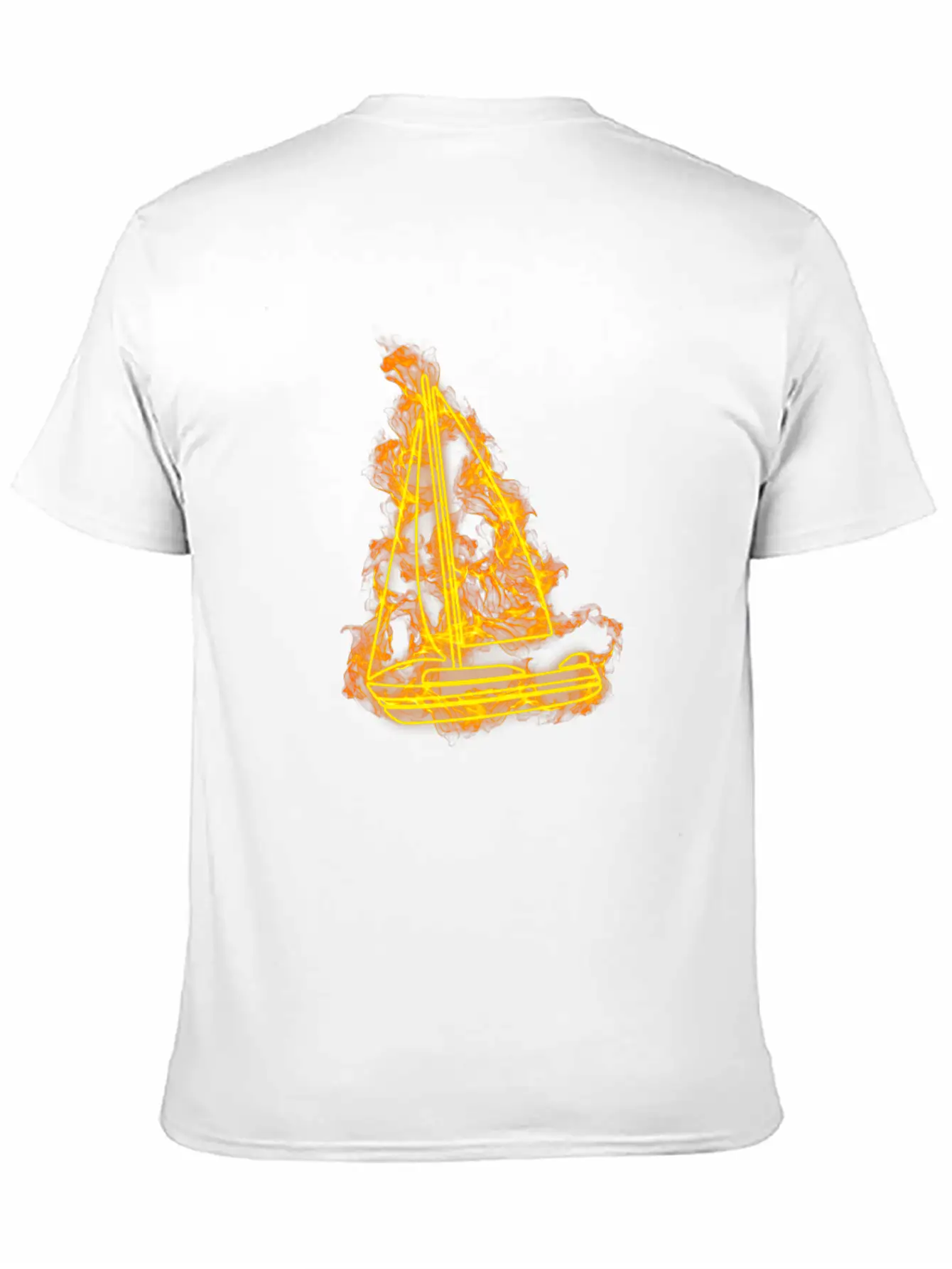 Fire Sailing Flames Boat Unisex Short Sleeve Soft Cotton T-Shirt – Casual Everyday Wear