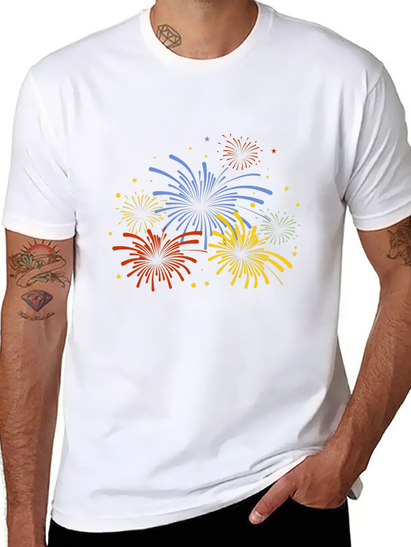 Fire Work New Year Stylish Everyday T-Shirt – Unisex Basic Cotton Tee