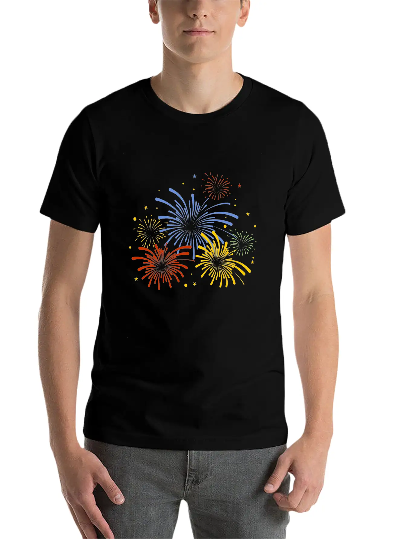 Fire Work New Year Stylish Everyday T-Shirt – Unisex Basic Cotton Tee