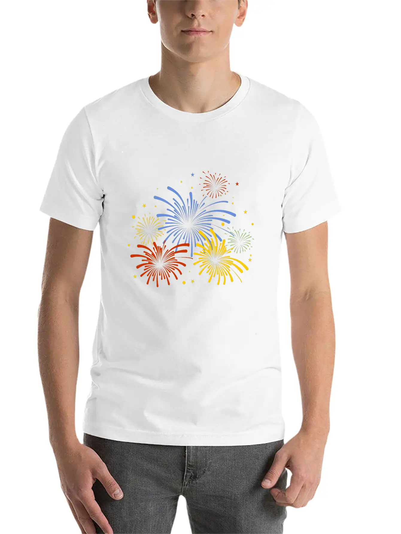 Fire Work New Year Stylish Everyday T-Shirt – Unisex Basic Cotton Tee